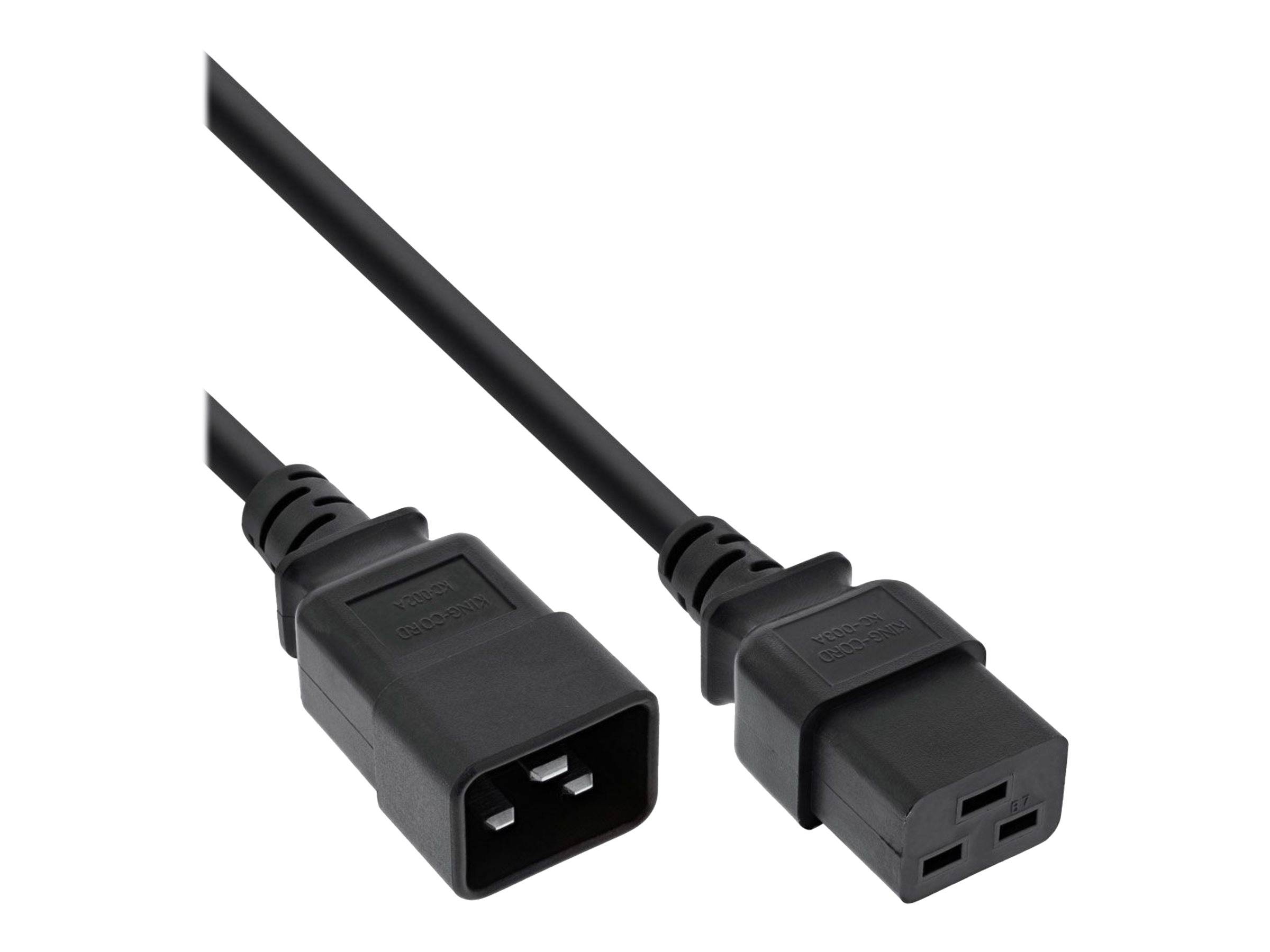 INLINE - Kaltgeräteverlängerung 16A - C19 auf C20 - 0,75m