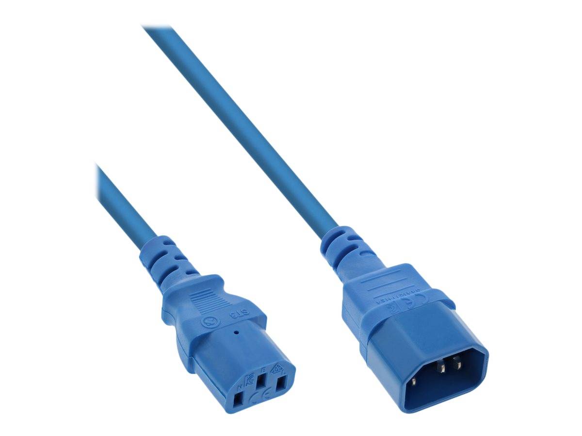INLINE - Kaltgeräteverlängerung - C13 auf C14 - blau - 1m