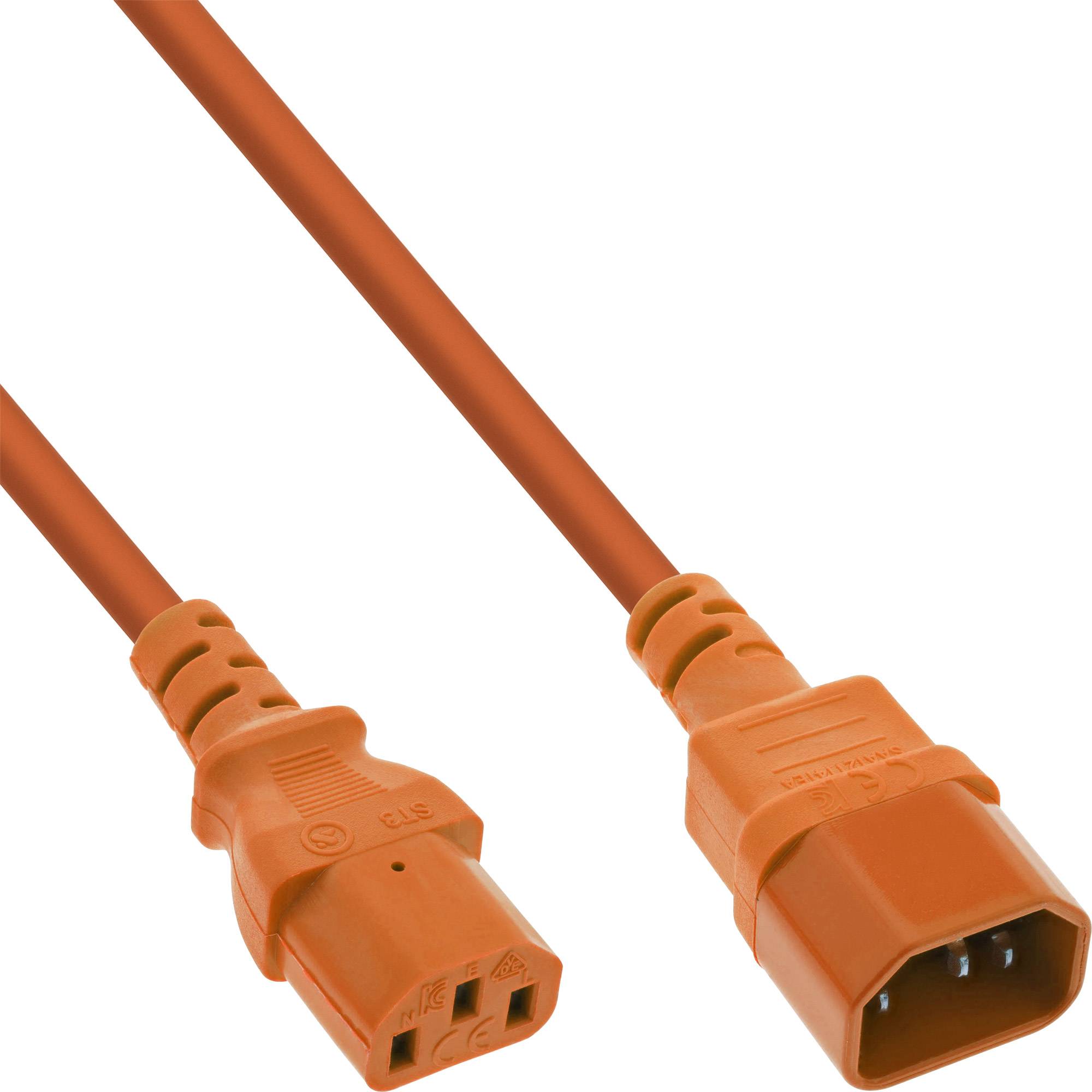 INLINE - Kaltgeräteverlängerung - C13 auf C14 - orange - 2m