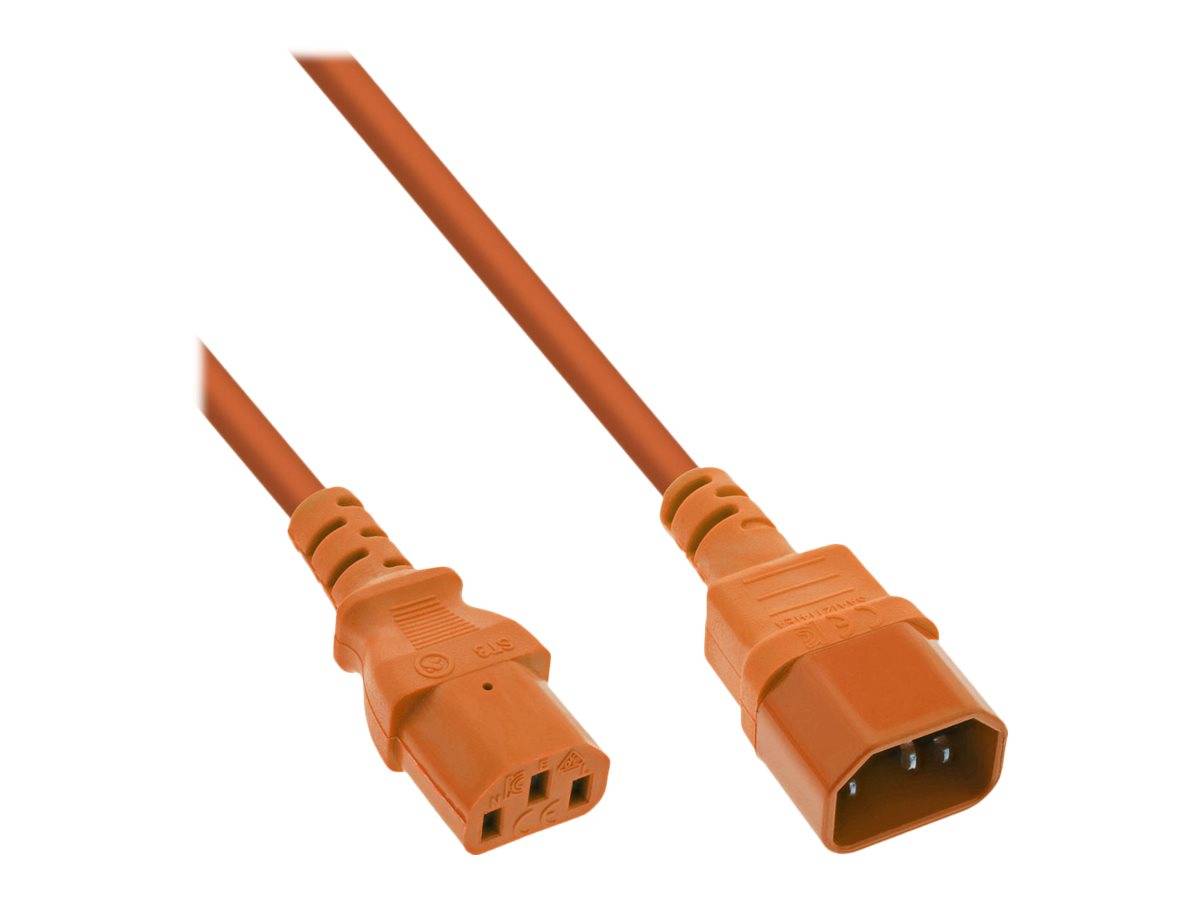 INLINE - Kaltgeräteverlängerung - C13 auf C14 - orange - 1m