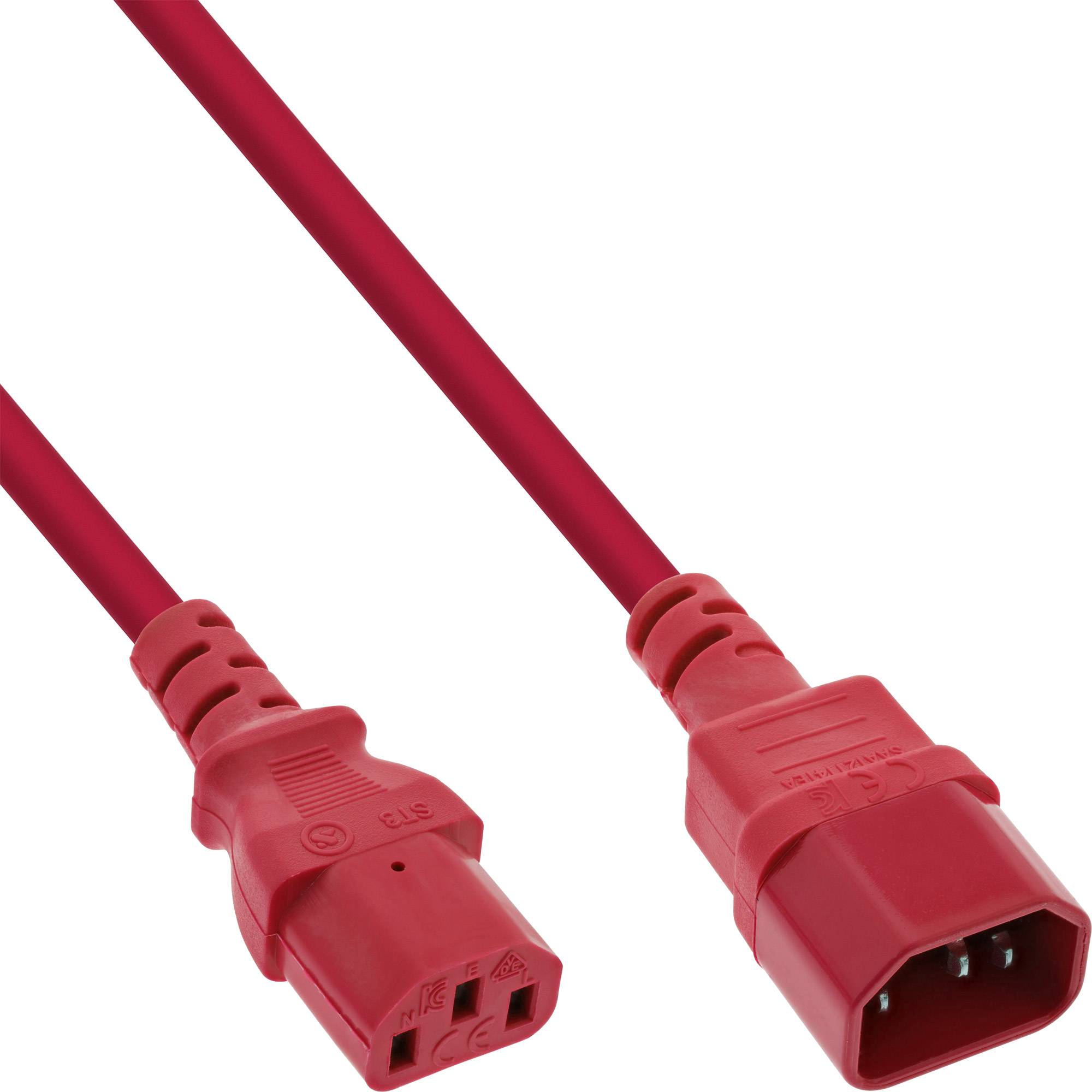 INLINE - 35er Bulk-Pack Kaltgeräteverlängerung - C13 auf C14 - rot - 2m