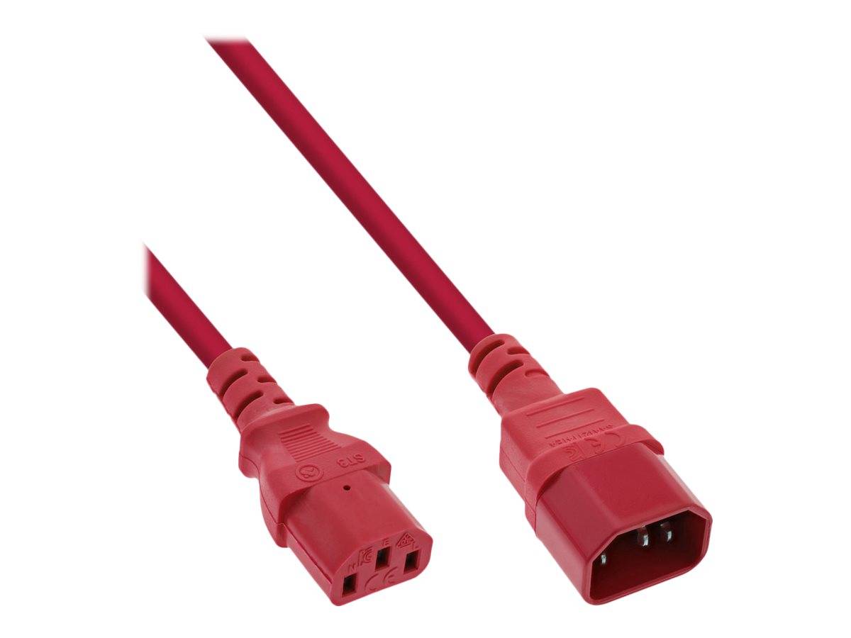 INLINE - Kaltgeräteverlängerung - C13 auf C14 - rot - 1m