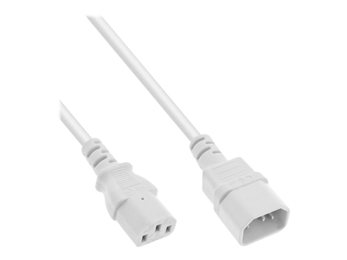 InLine Kaltgeräteverlängerung - C13 auf C14 - weiß - 2m - IEC 60320 C13 zu IEC 6