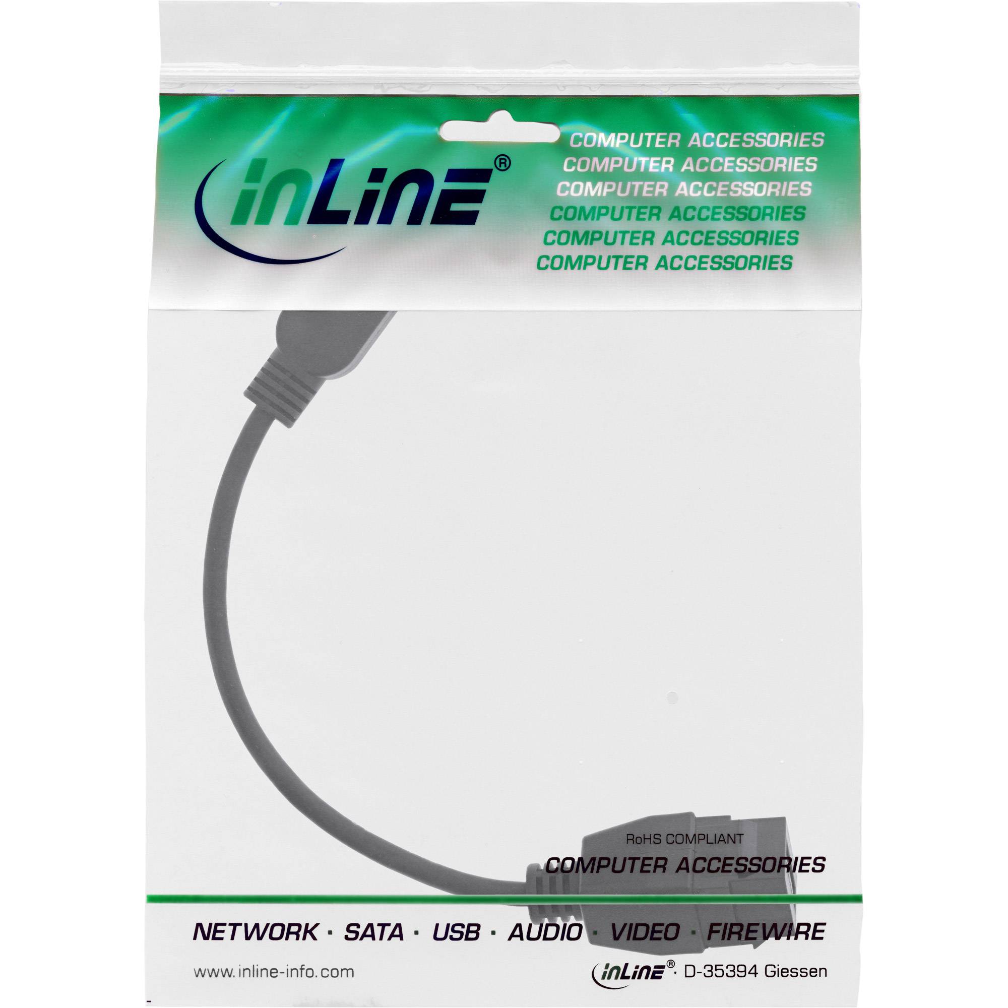 INLINE - USB 3.2 Gen1 Adapterkabel - USB A Stecker / Keystone Buchse - 0,2m