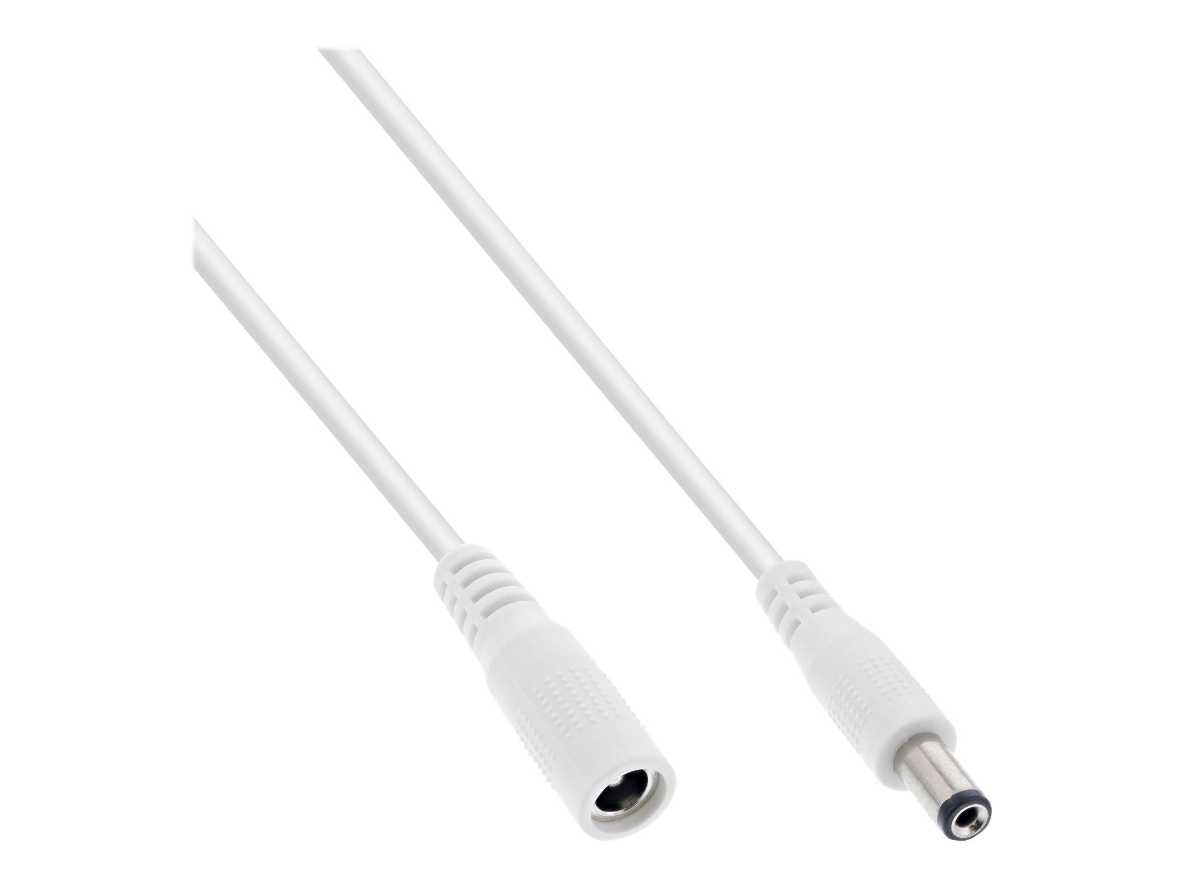 InLine® Verlängerungskabel, DC Stecker 5,5x2,1mm, weiß, 5m