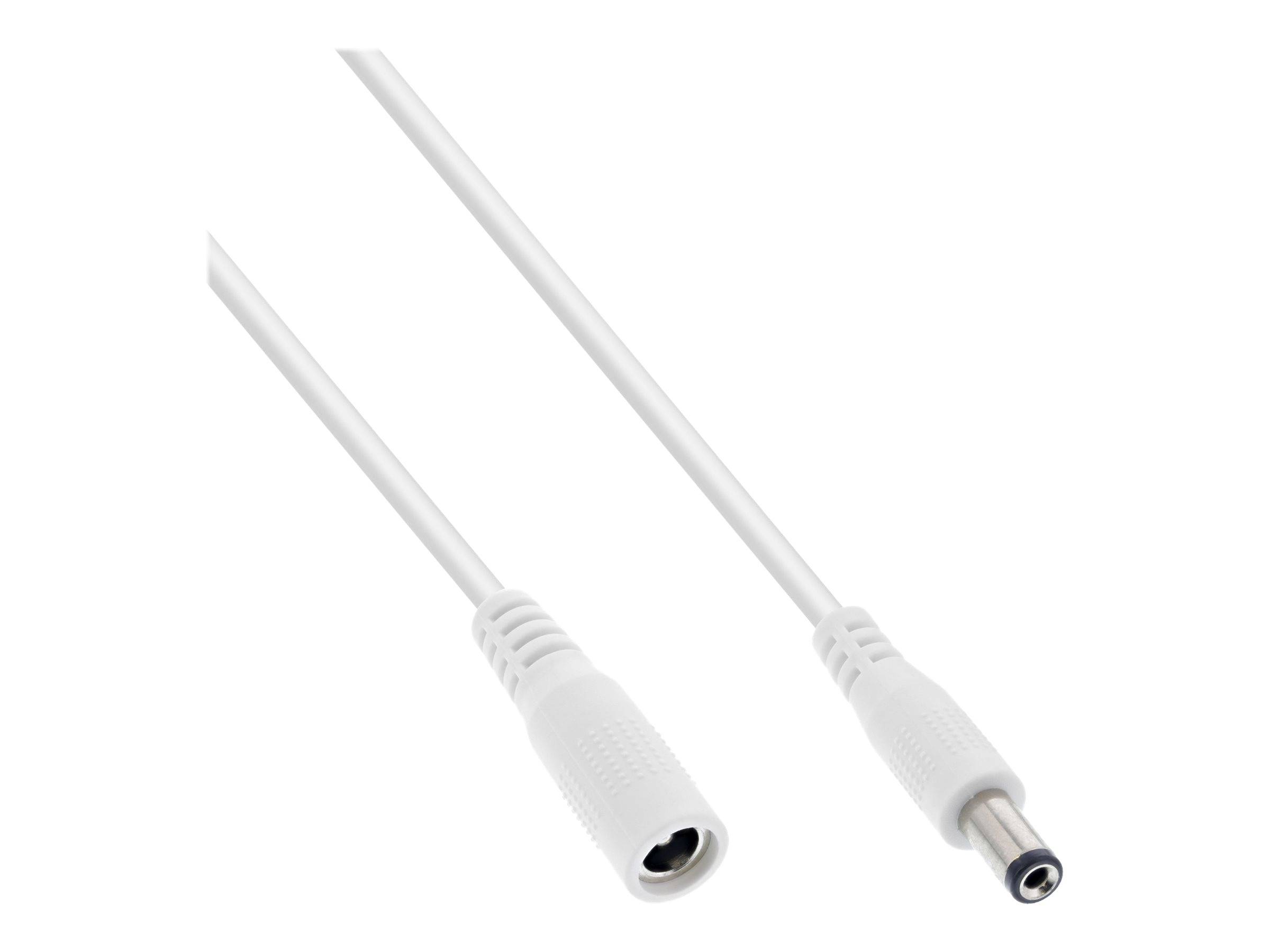 INLINE - Verlängerungskabel - DC Stecker 5,5x2,1mm - weiß - 0,5m