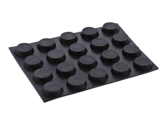 INLINE - Gummipads - 12mm - 20er Pack - schwarz - flach - selbstklebend