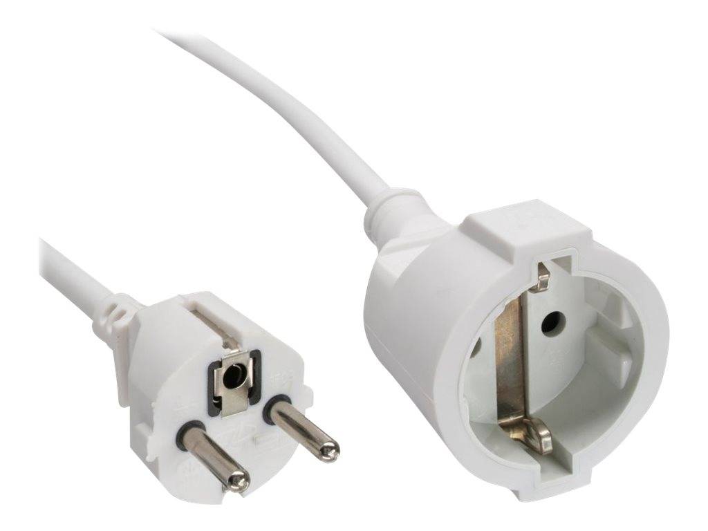 InLine Schutzkontakt-Verlängerung ST / BU - weiß - 1m - zu CEE 7/7 (W) - Wechsel