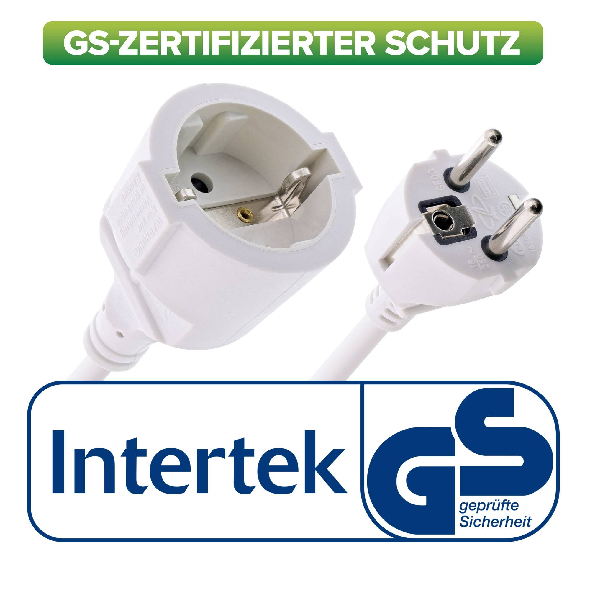 Bild eines von der GS-Zertifizierung geprüften Sicherheitssteckers und Steckdosenadapters mit 