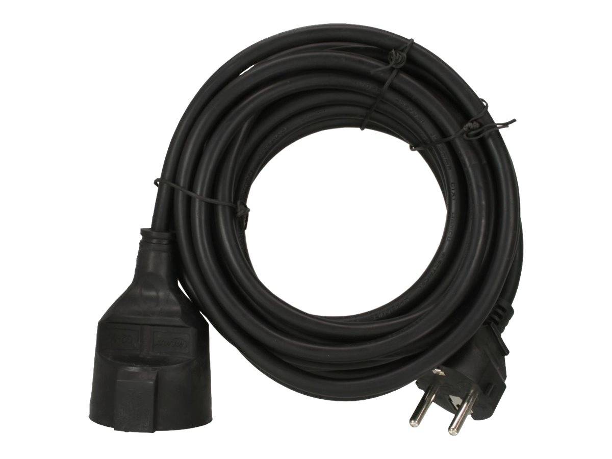 INLINE - Schutzkontakt-Verlängerung ST / BU - schwarz - 1,5m