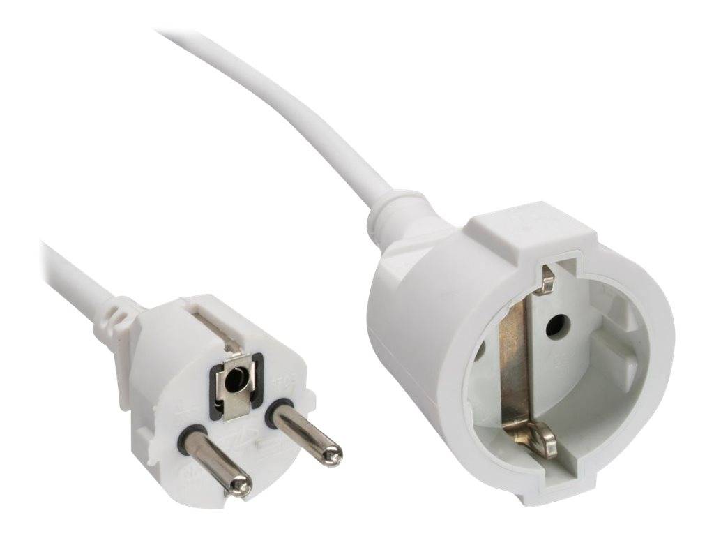 INLINE - Schutzkontakt-Verlängerung ST / BU - weiß - 1,5m