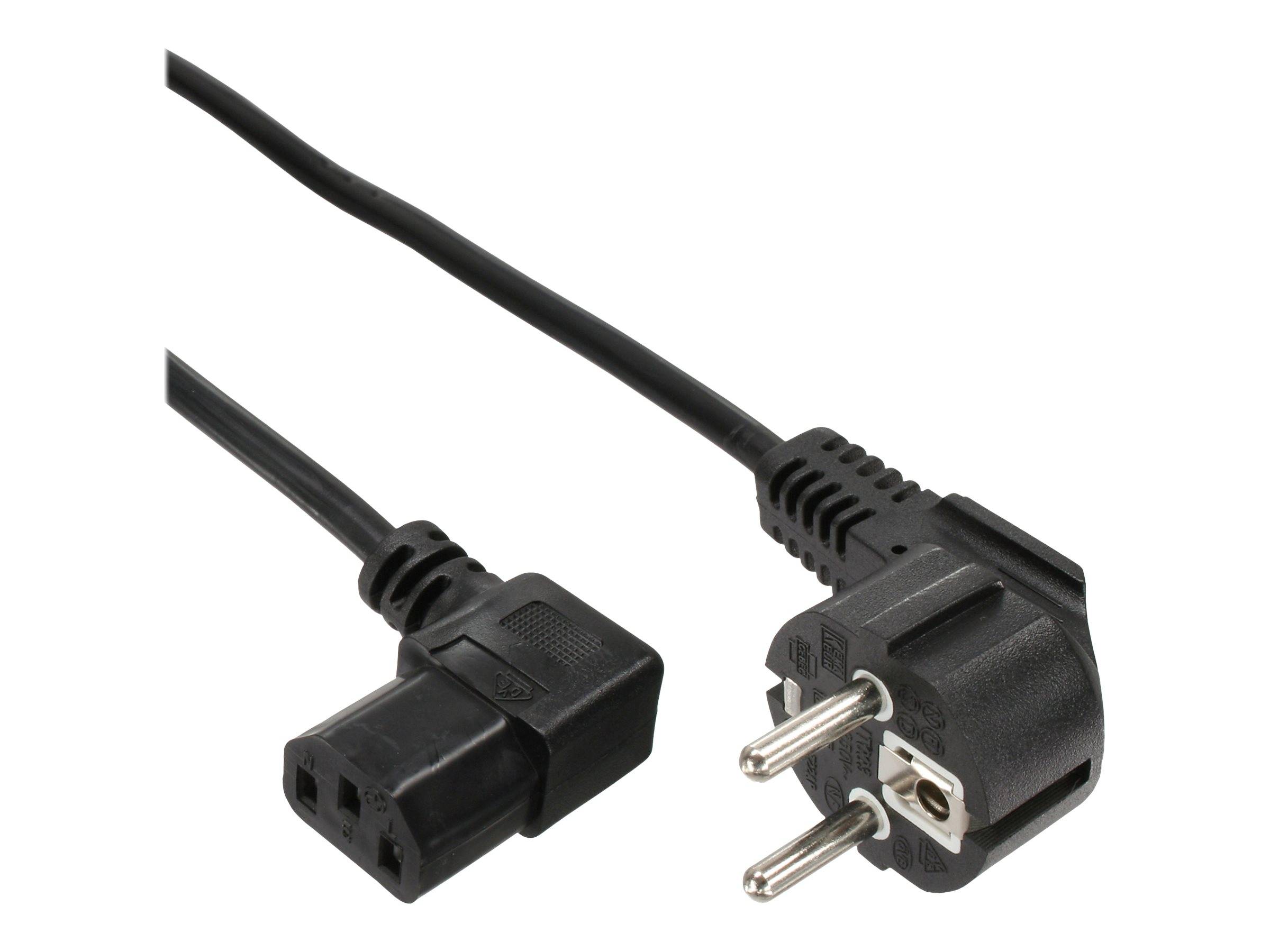 INLINE - 25er Bulk-Pack Netzkabel - Schutzk. gew. C13 rechts abgew. schwarz 3m