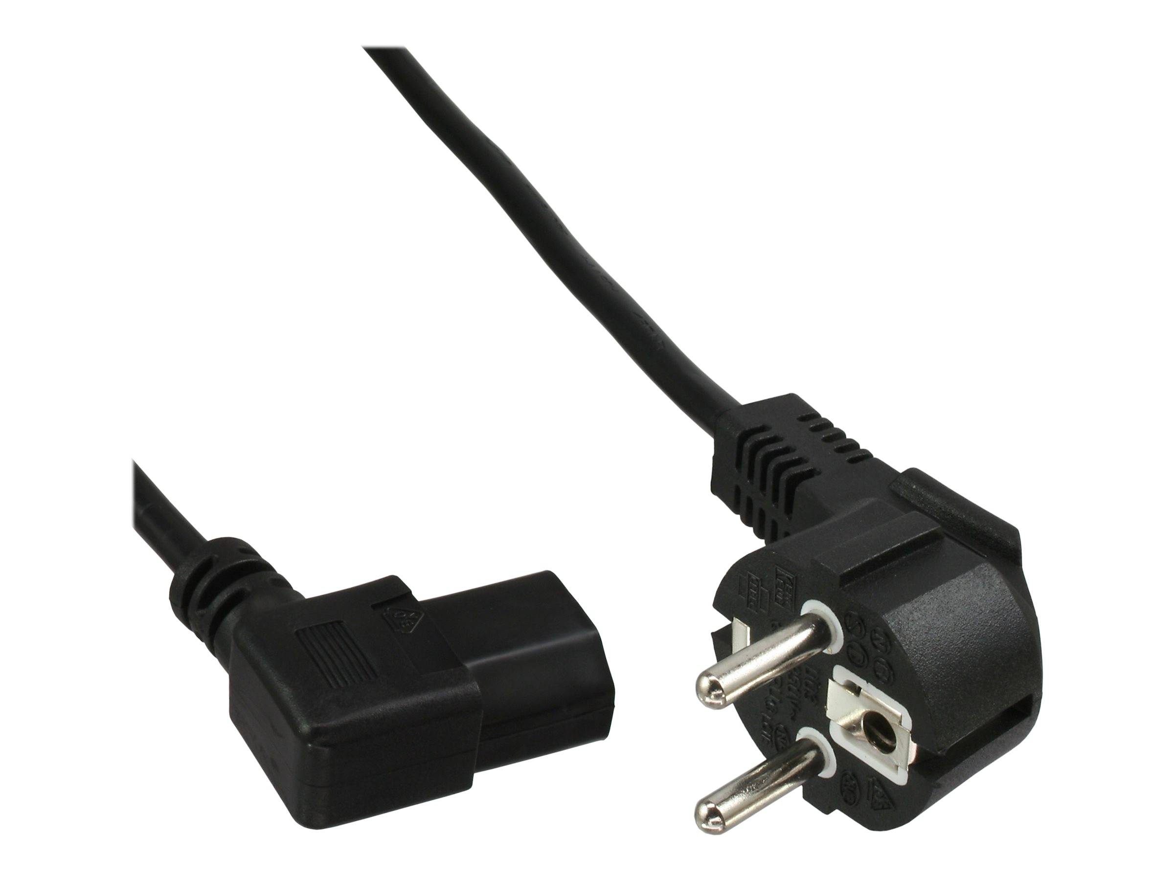 INLINE - 45er Bulk-Pack Netzkabel - Schutzk. gew. C13 links abgew. schwarz 1m