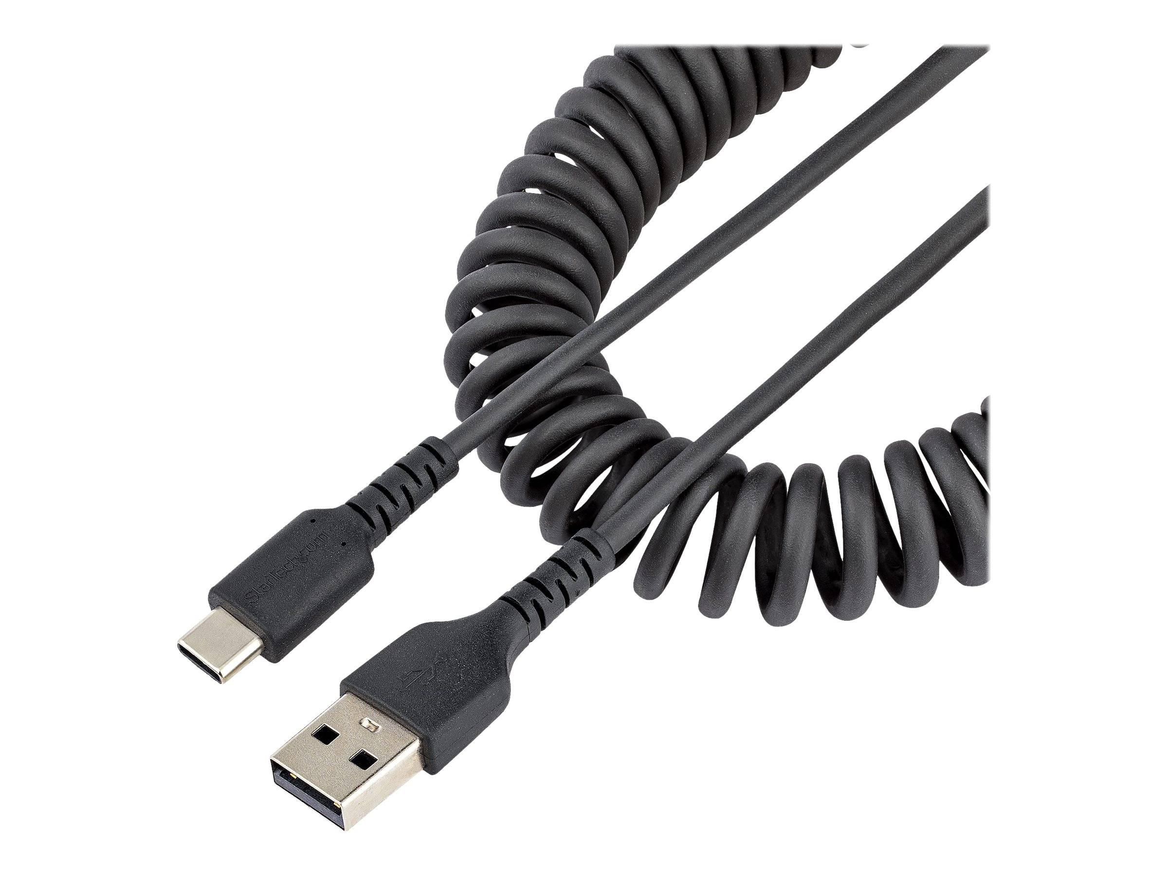 StarTech.com 50cm USB A auf USB C Kabel, hochbelastbares Spiralkabel für Laden & Synchronisieren, USB 2.0 A zu Typ-C Lad