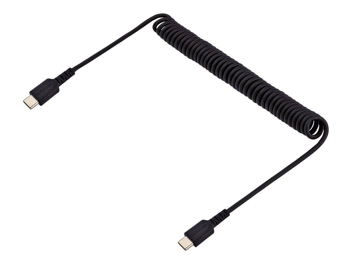 StarTech.com 1m USB C auf USB C Kabel, hochbelastbares Spiralkabel zum Laden und Synchronisieren, USB C 2.0 Kabel, robus