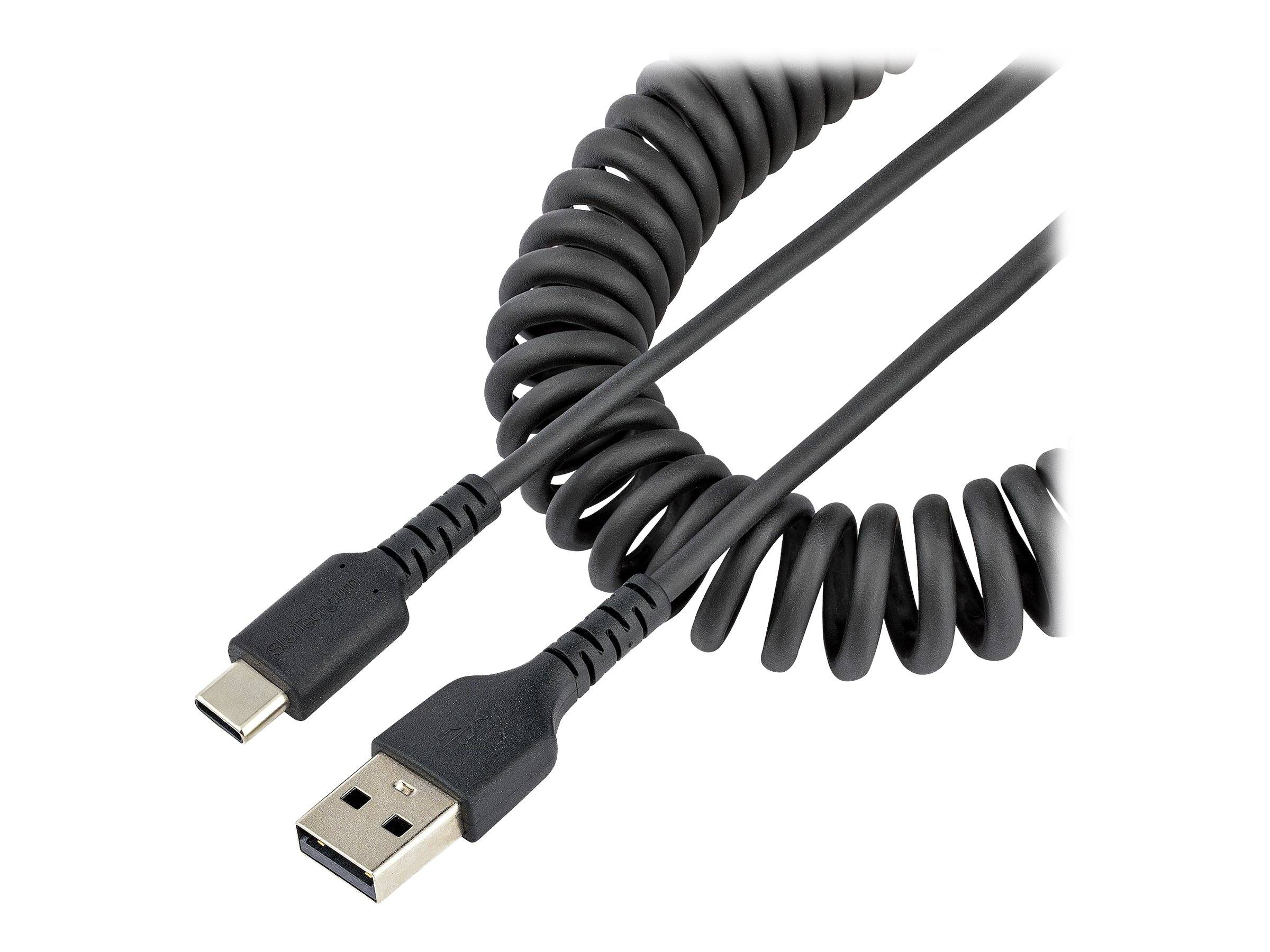StarTech.com 50cm USB A auf USB C Kabel, hochbelastbares Spiralkabel für Laden & Synchronisieren, USB 2.0 A zu Typ-C Lad