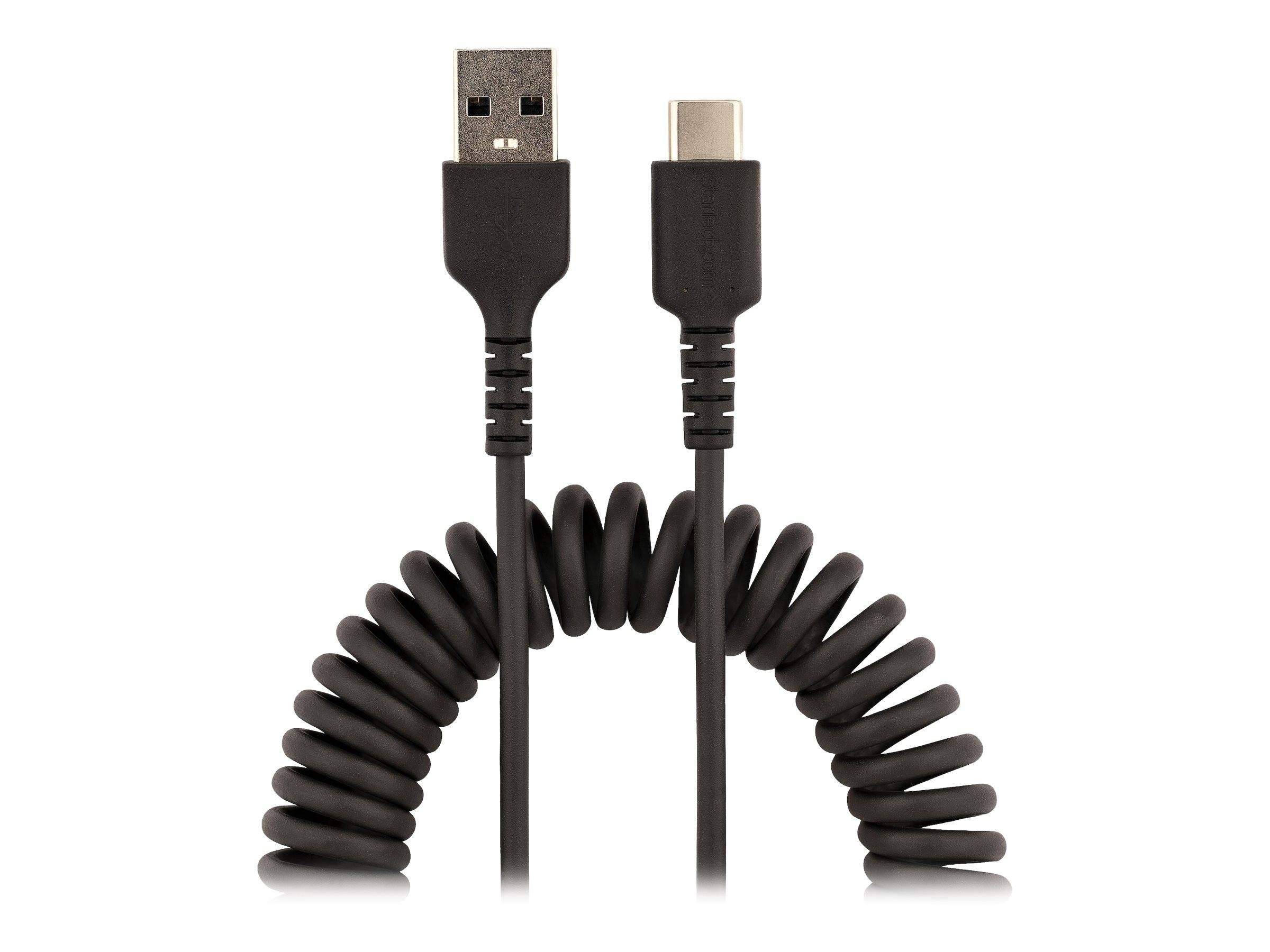 StarTech.com 50cm USB A auf USB C Kabel, hochbelastbares Spiralkabel für Laden & Synchronisieren, USB 2.0 A zu Typ-C Lad