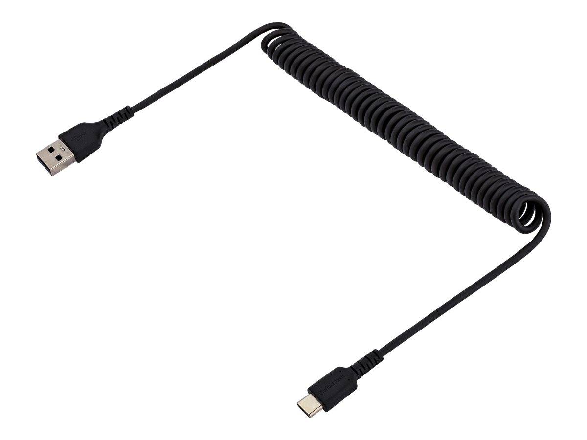 StarTech.com 1m USB C auf USB C Kabel, hochbelastbares Spiralkabel zum Laden und Synchronisieren, USB C 2.0 Kabel, robus