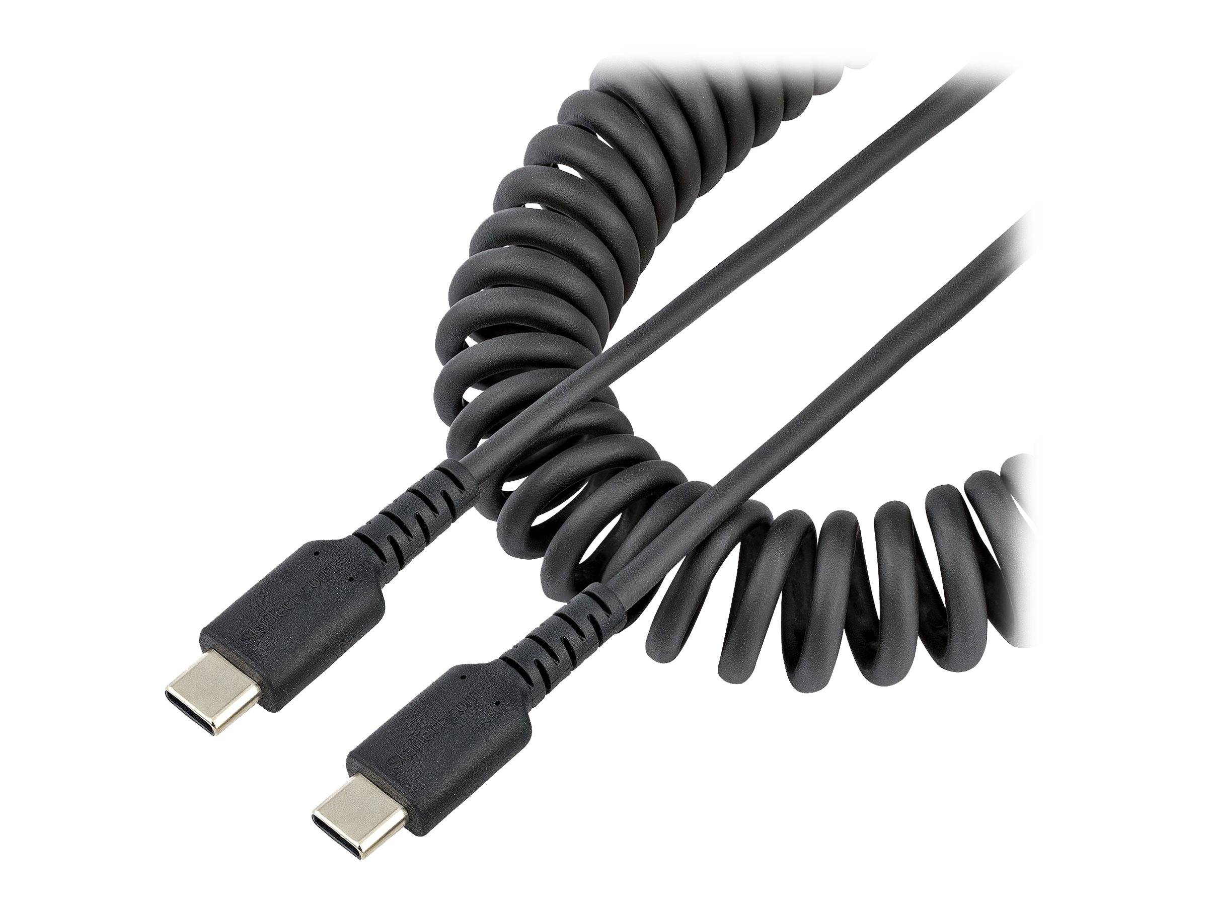 StarTech.com 50cm USB C auf USB C Kabel, hochbelastbares Spiralkabel zum Laden und Synchronisieren, USB C 2.0 Kabel, rob