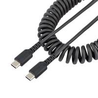 StarTech.com 50cm USB C auf USB C Kabel, hochbelastbares Spiralkabel zum Laden und Synchronisieren, USB C 2.0 Kabel, rob