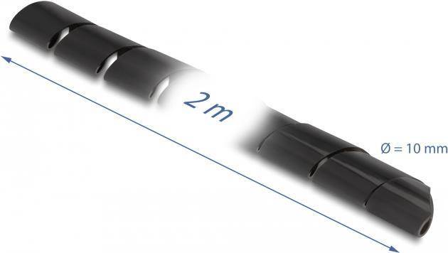 Delock Spiralkabelwicklung - 2 m - Schwarz - Spiral Hose flexible 2 m x 10 mm bl