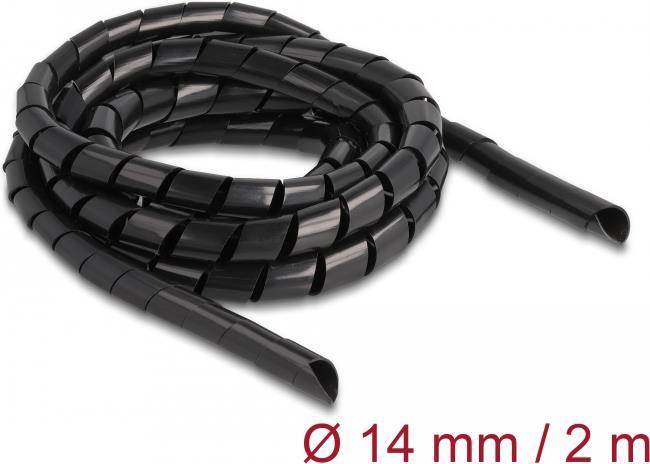 Delock Spiralkabelwicklung - 2 m - Schwarz - Spiral Hose flexible 2 m x 14 mm bl