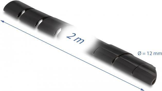 Delock Spiralkabelwicklung - 2 m - Schwarz - Spiral Hose flexible 2 m x 12 mm bl