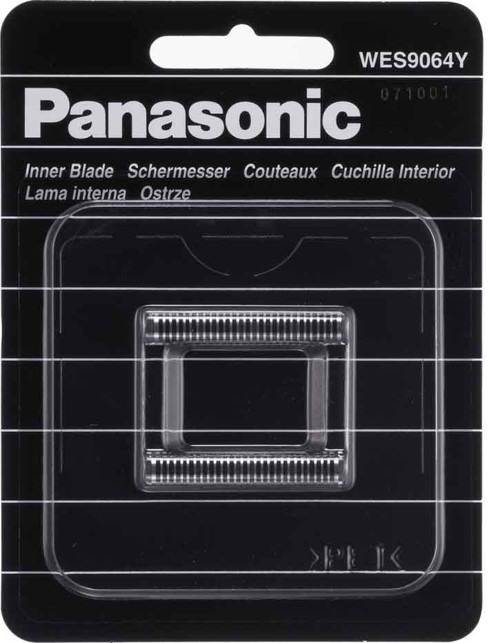 Verpackung von 'Panasonic' für einen Innenklingen-Ersatz, mit einer Nahaufnahme des Klingendesigns und mehrsprachigen Etiketten für verschiedene Märkte.