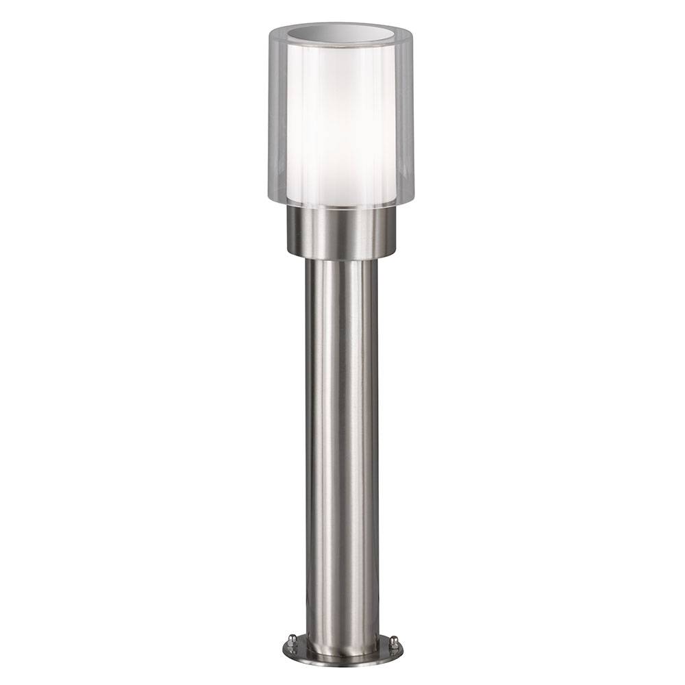 Gartenlampen Aussen silber Aussenlampe Stehleuchte Wegeleuchten Außen Modern, Edelstahl Metall weiß klar, IP54, 1x E27, DxH 12x50 cm