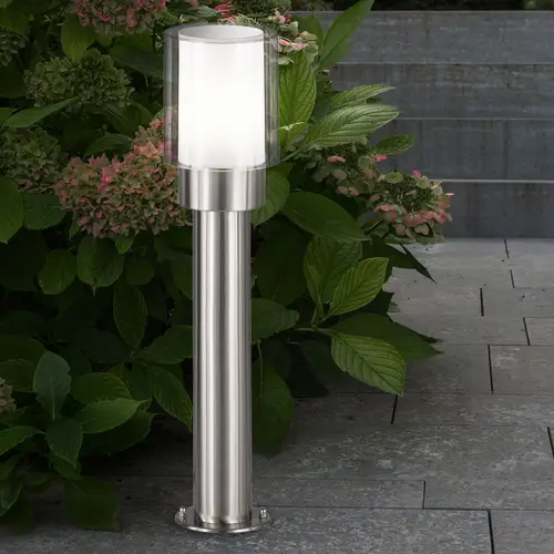 Gartenlampen Aussen silber Aussenlampe Stehleuchte Wegeleuchten Außen Modern, Edelstahl Metall weiß klar, IP54, 1x E27, DxH 12x50 cm Gartenlampen Aussen silber Aussenlampe Stehleuchte Wegeleuchten Außen Modern, Edelstahl Metall weiß klar, IP54, 1x E27, DxH 12x50 cm