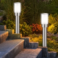 Gartenlampen Aussen silber Aussenlampe Stehleuchte Wegeleuchten Außen Modern, Edelstahl Metall weiß klar, IP54, 1x E27, DxH 12x50 cm Gartenlampen Aussen silber Aussenlampe Stehleuchte Wegeleuchten Außen Modern, Edelstahl Metall weiß klar, IP54, 1x E27, DxH 12x50 cm