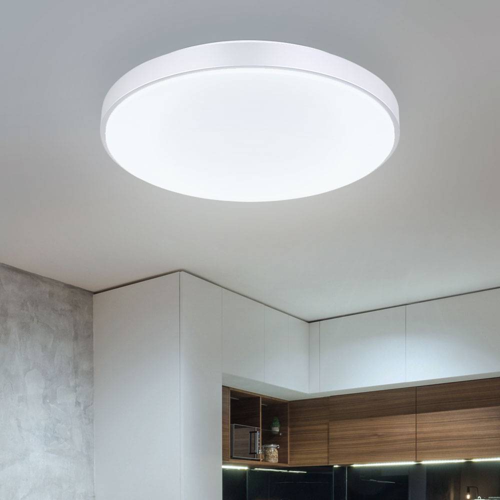 LED Deckenleuchte dimmbar Deckenleuchte Wohnzimmer Deckenlampe mit Fernbedienung, CCT Nachtlicht Memoryfunktion, Metall silber weiß opal, 1x LED 18W