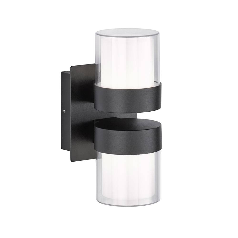LED Up Down Wandleuchte Aussen Fassadenleuchte Außen LED Wandlampe schwarz oben unten, Metall Kunststoff, 2x 8,5W 2x 750lm warmweiß, BxH 14x24 cm