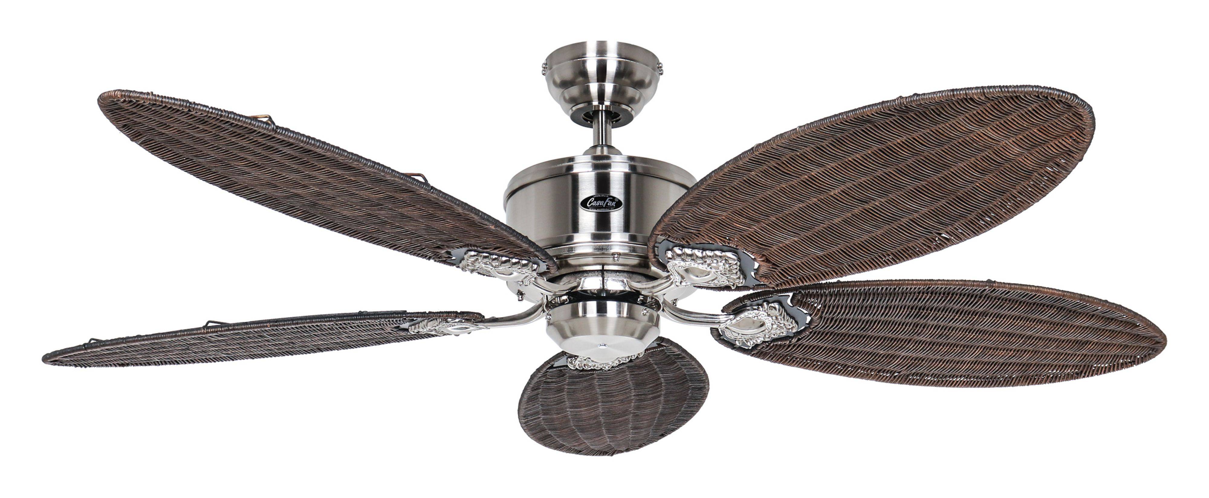 DC Deckenventilator Caribbean Dream Chrom / Rattan mit Fernbedienung