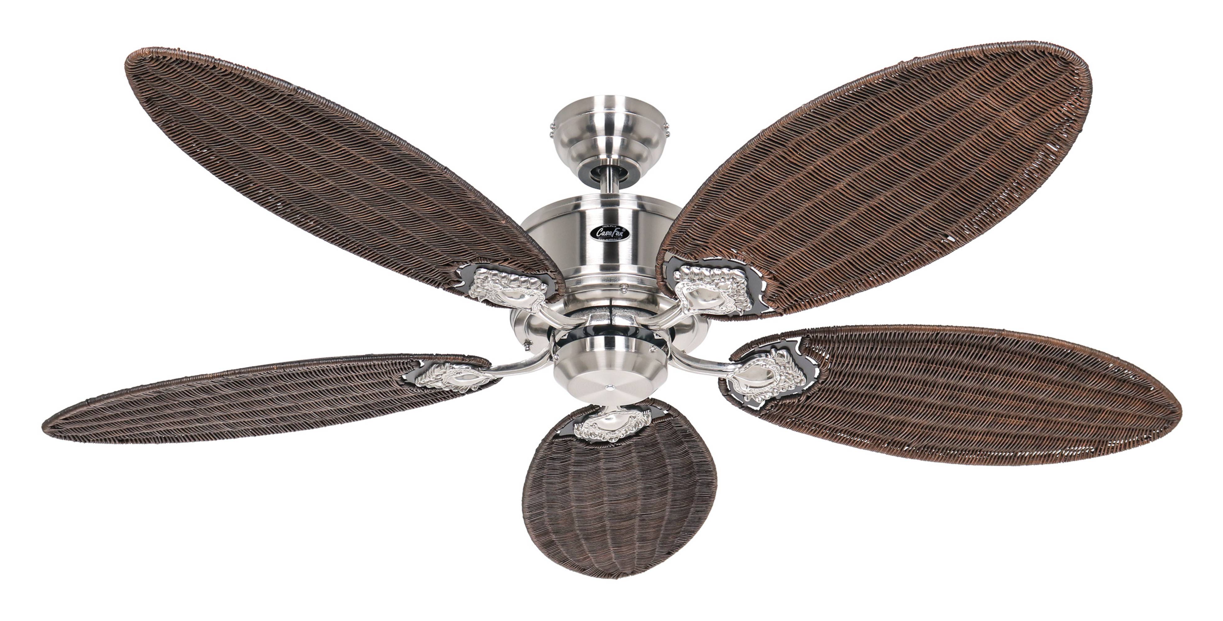 DC Deckenventilator Caribbean Dream Chrom / Rattan mit Fernbedienung