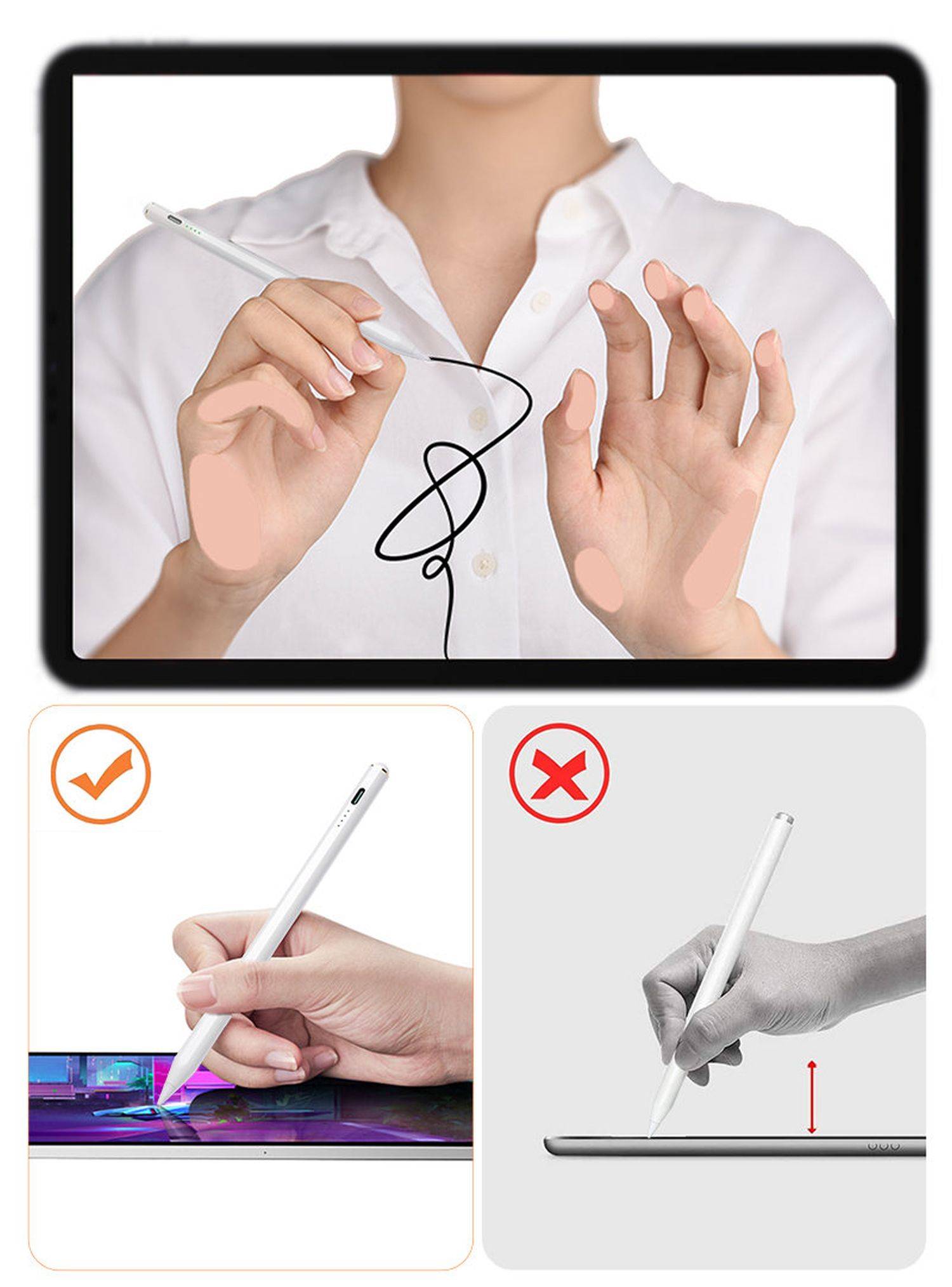 Joyroom JR-X9 Active Stylus Passiver kapazitiver Eingabestift Handy Touch Pen für Smartphone / Tablet Weiß (JR-X9)