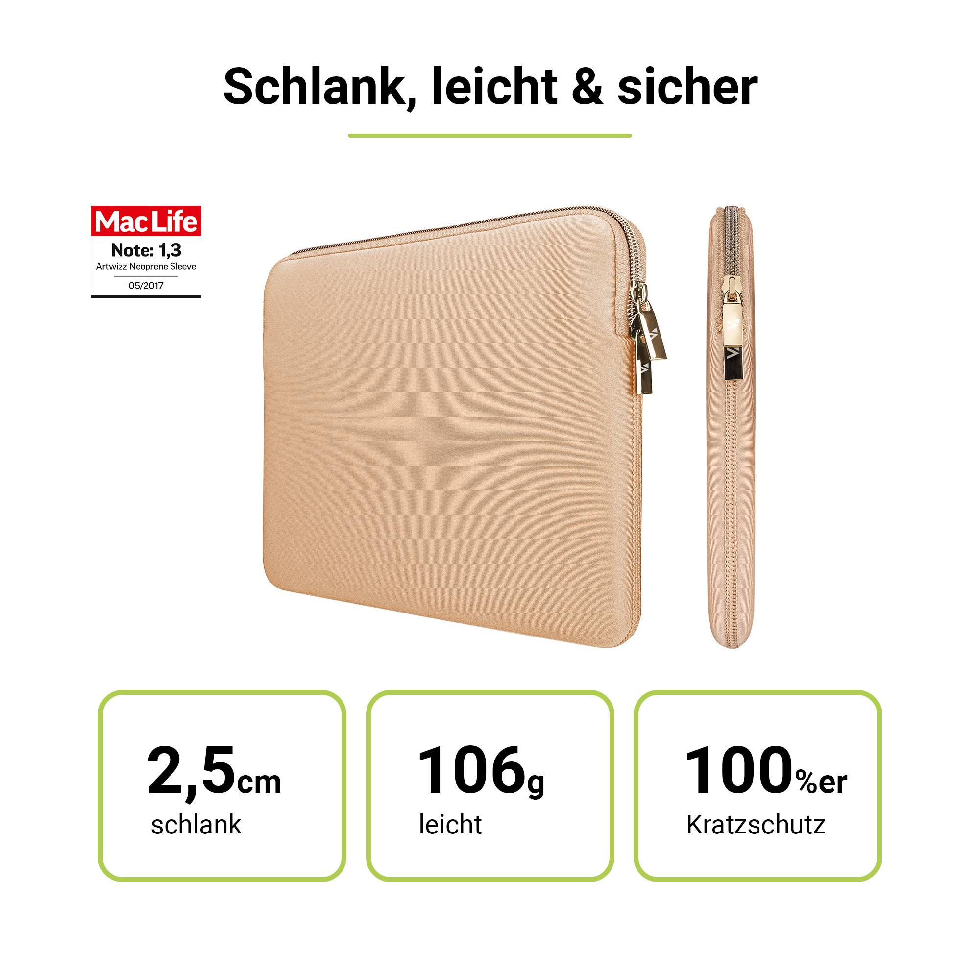 Neoprene Sleeve, Tasche mit Reißverschluss, Webpelz, extra Schutzrand