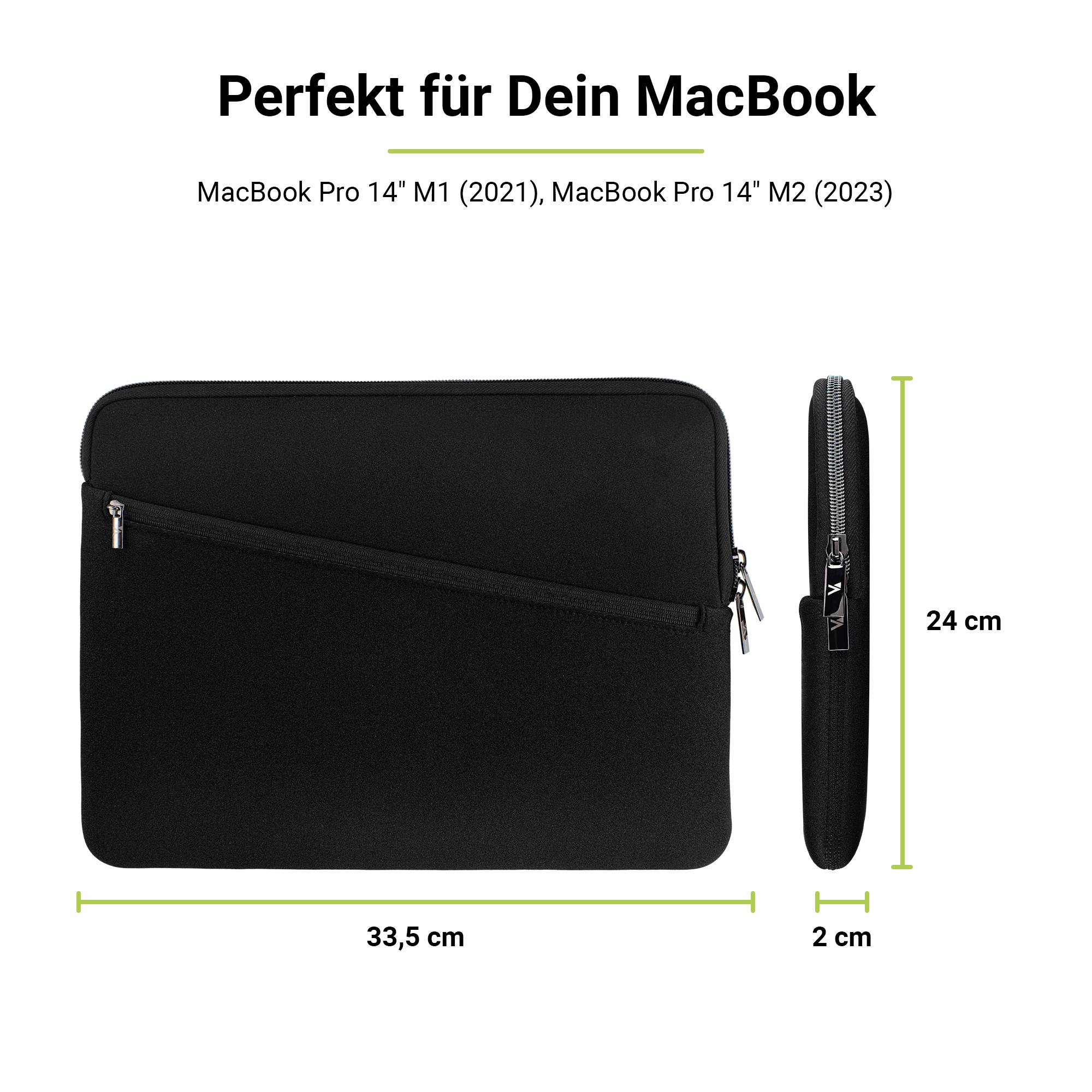 Neoprene Sleeve Pro, Neopren Tasche mit Zubehör-Fach, Schwarz