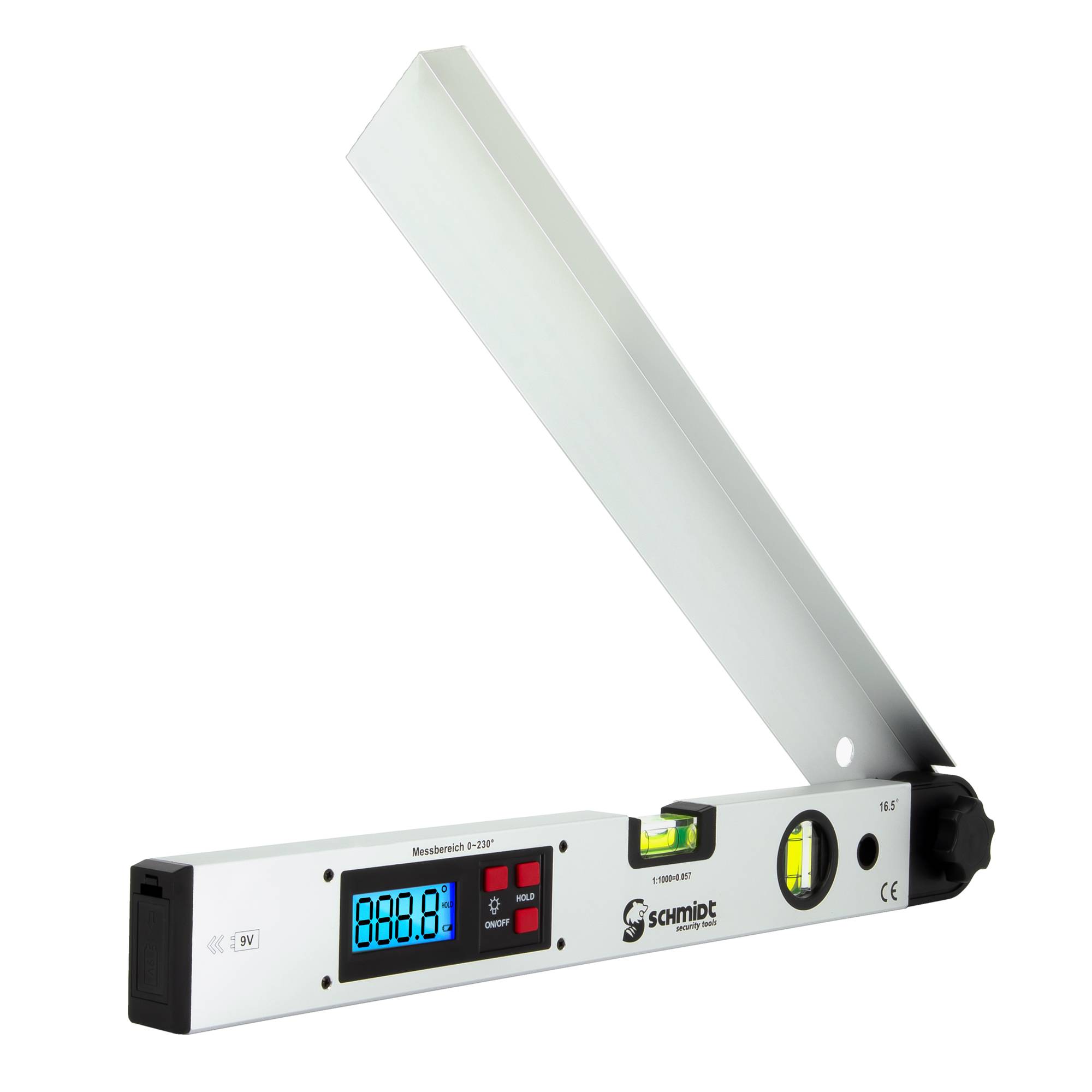 SCHMIDT security Tools Wasserwaage Winkelmesser - Neigungsmesser - LCD-Display - beweglicher Arm - digital - Kombimessgerät - Vertikal- und Horizon