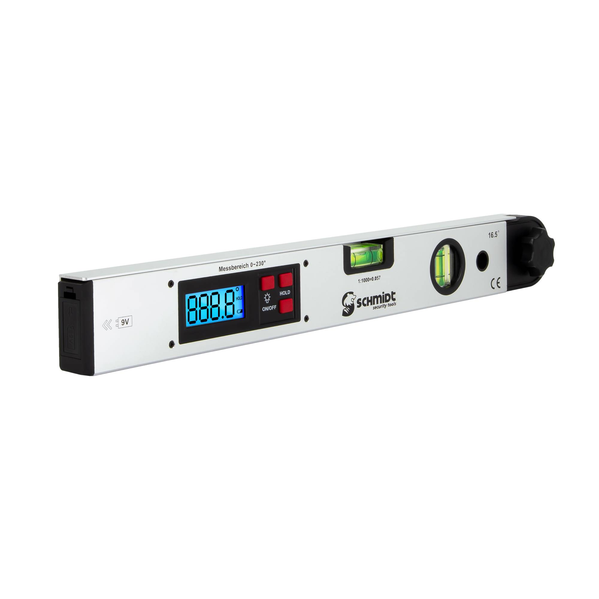 SCHMIDT security Tools Wasserwaage Winkelmesser - Neigungsmesser - LCD-Display - beweglicher Arm - digital - Kombimessgerät - Vertikal- und Horizon