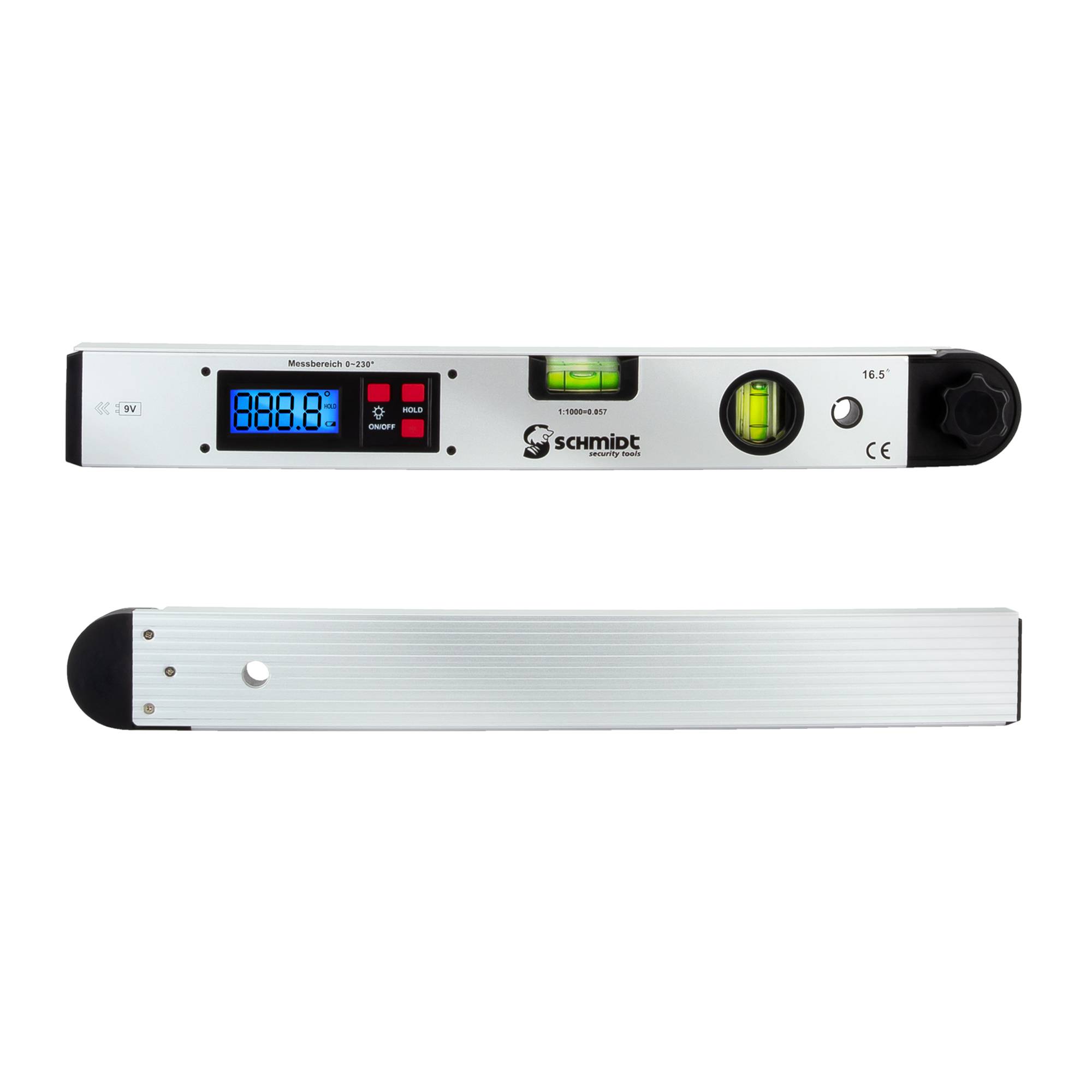 SCHMIDT security Tools Wasserwaage Winkelmesser - Neigungsmesser - LCD-Display - digital - Kombimessgerät - Vertikal- und Horizontal-Libelle