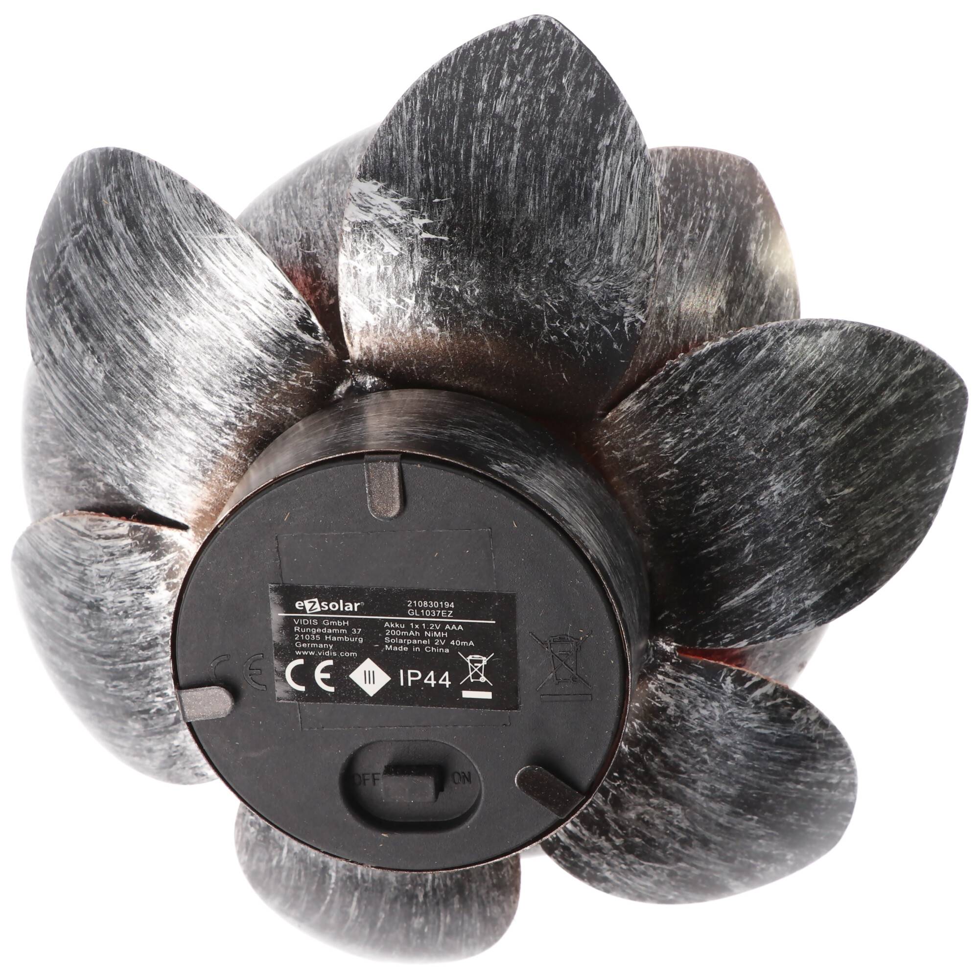 Lotusblume Solar LED Gartenlicht Mini mit einer warmweißen LED, Solarpanel und Akku