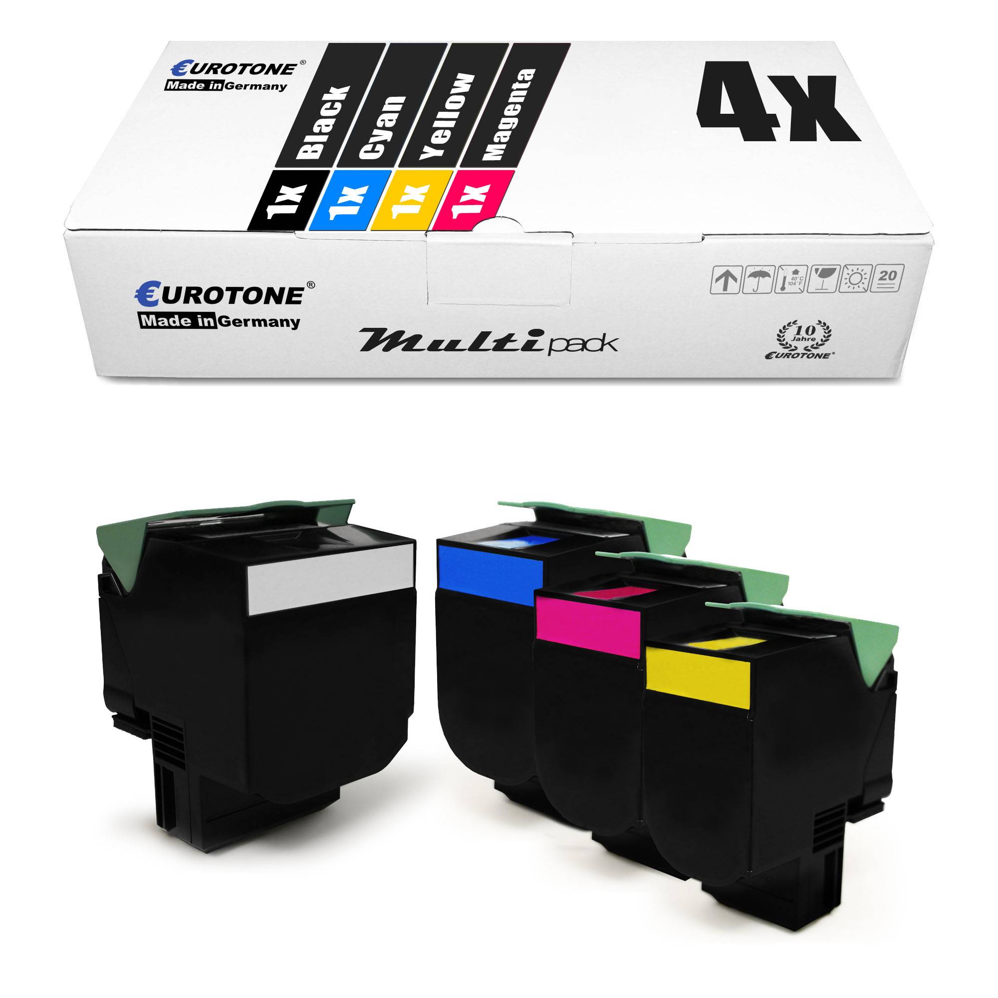 Eurotone 4 Lasertoner ersetzt Lexmark 702HK 702HC 702HM 702HY