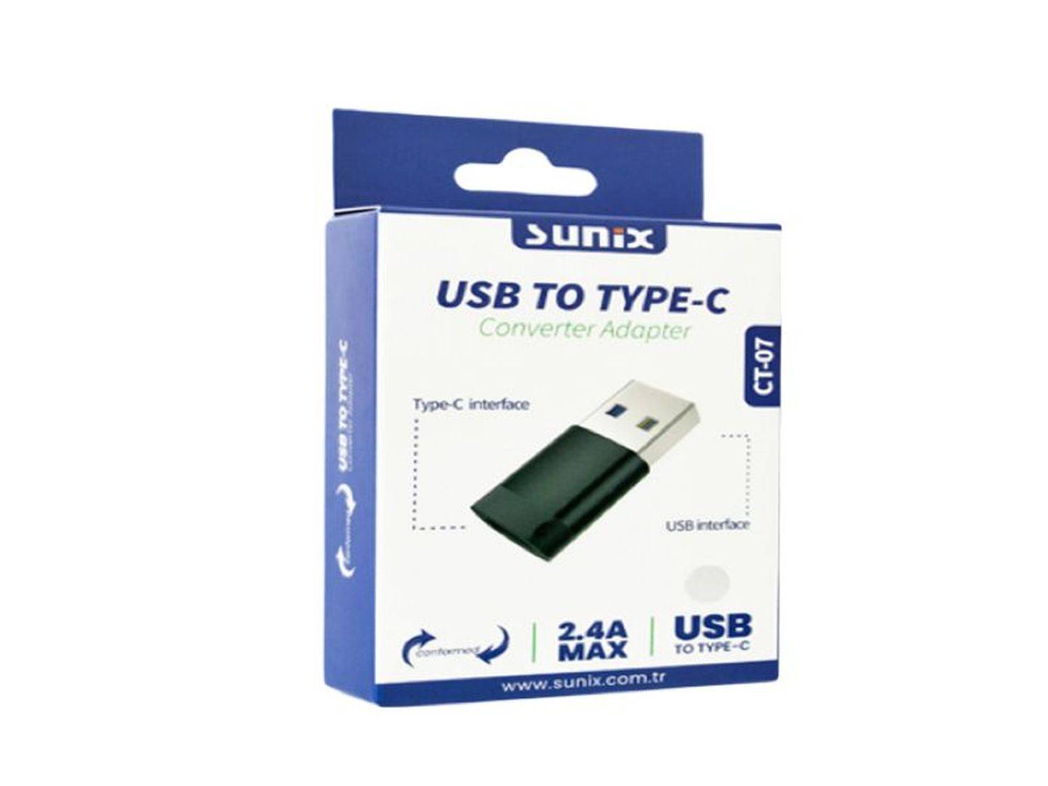 Sunix Adapter Typ-C Buchse auf USB wandelt USB-C zu USB Port kompatibel mit Smartphone schwarz