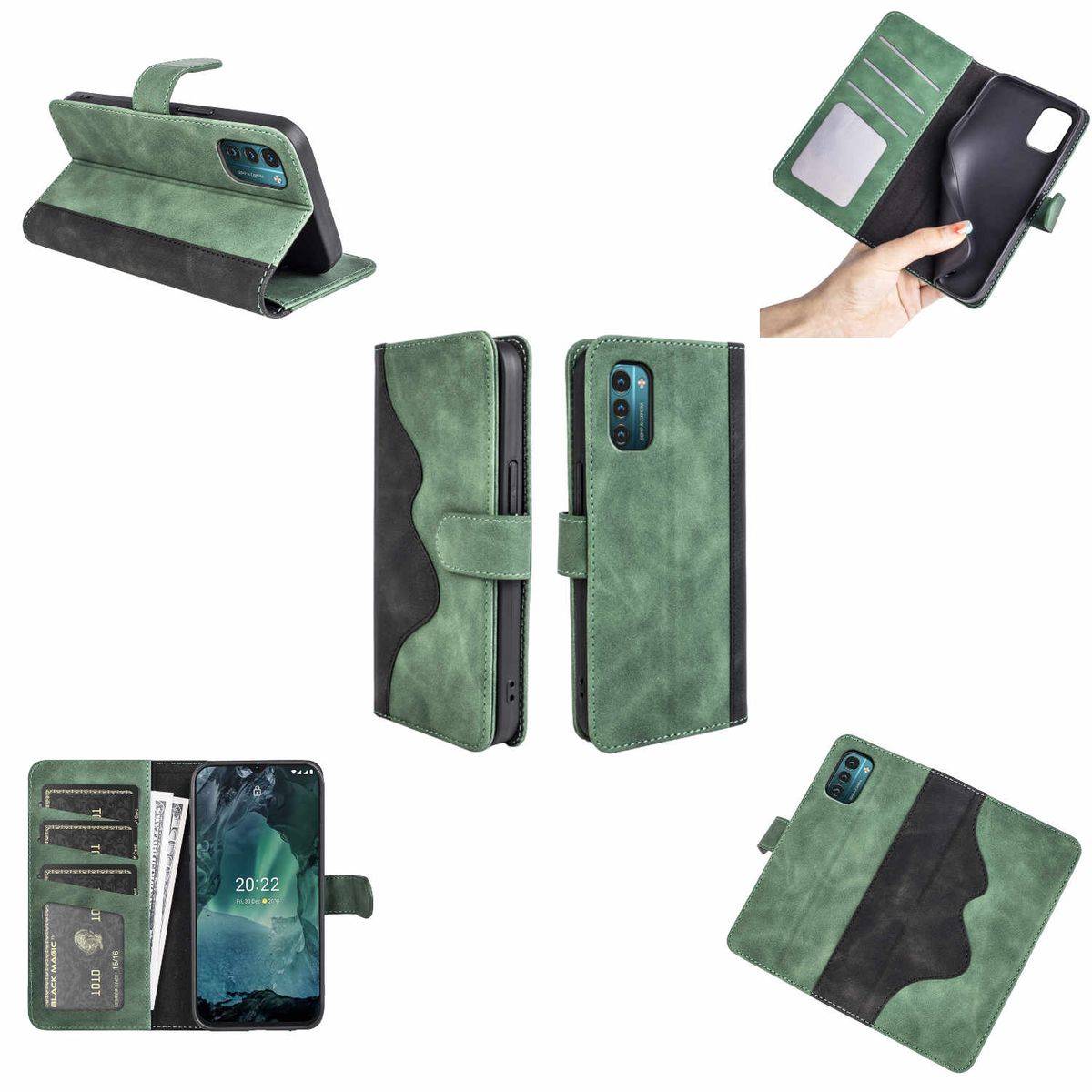 Für Samsung Galaxy A03 Design Handy Tasche Wallet Premium Grün Schutz Hülle Case Cover Etuis Neu Zubehör