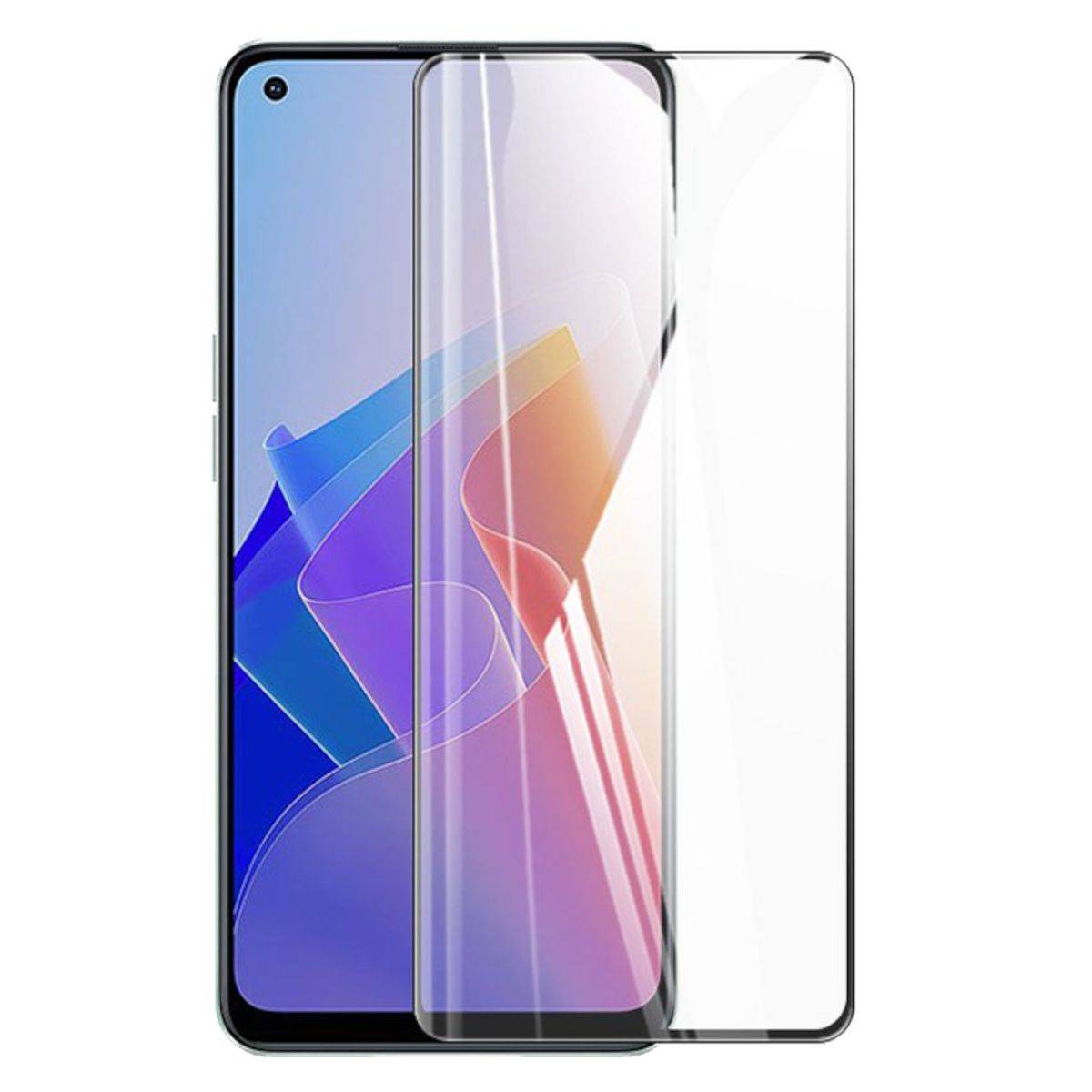 Für Oppo Reno 8 Lite 3D Premium 0,3 mm H9 Hart Glas Schwarz Folie Schutz Hülle Neu