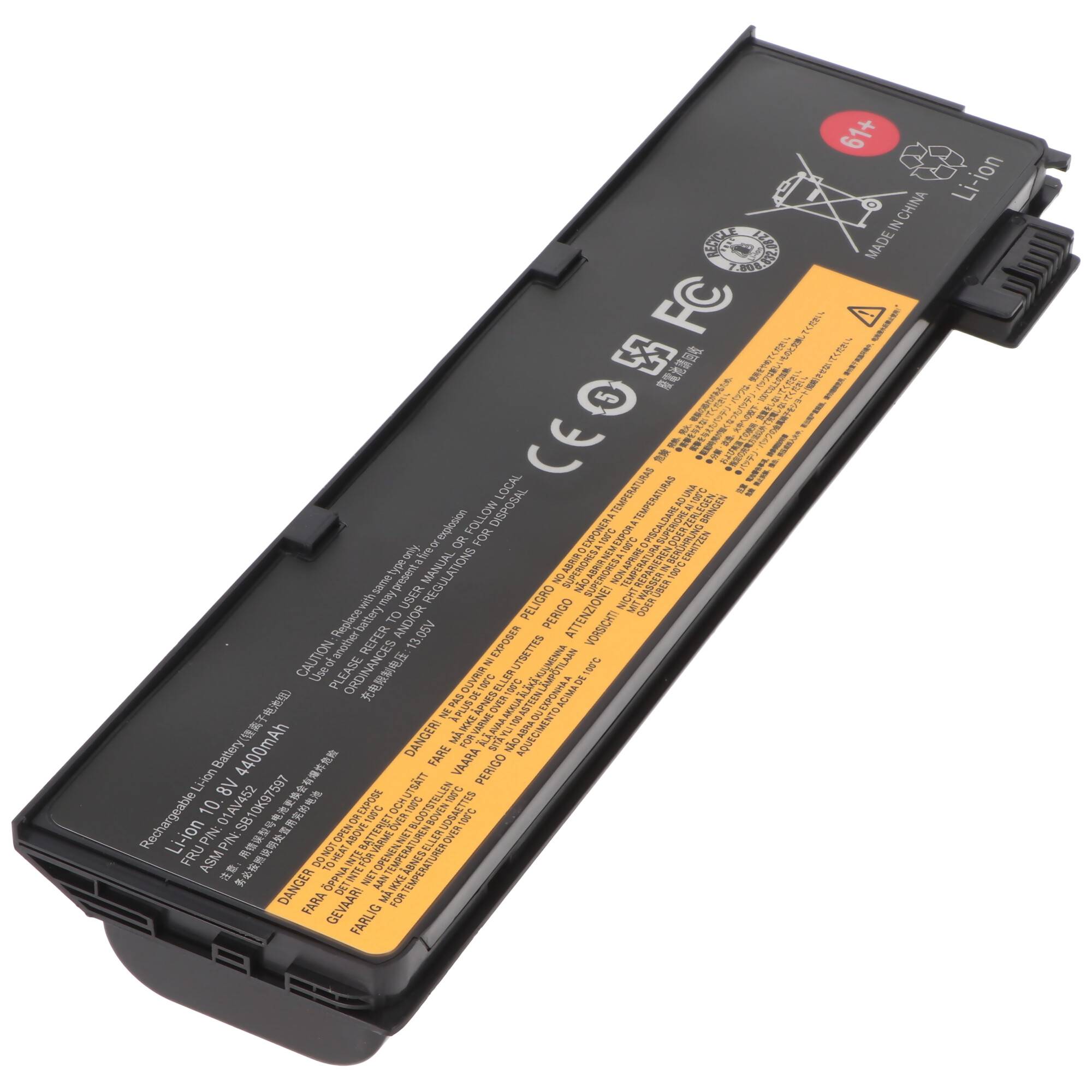 Akku passend für Lenovo ThinkPad T470, T480, 61+, Li-ion, 10,8V, 4400mAh, 47,5Wh