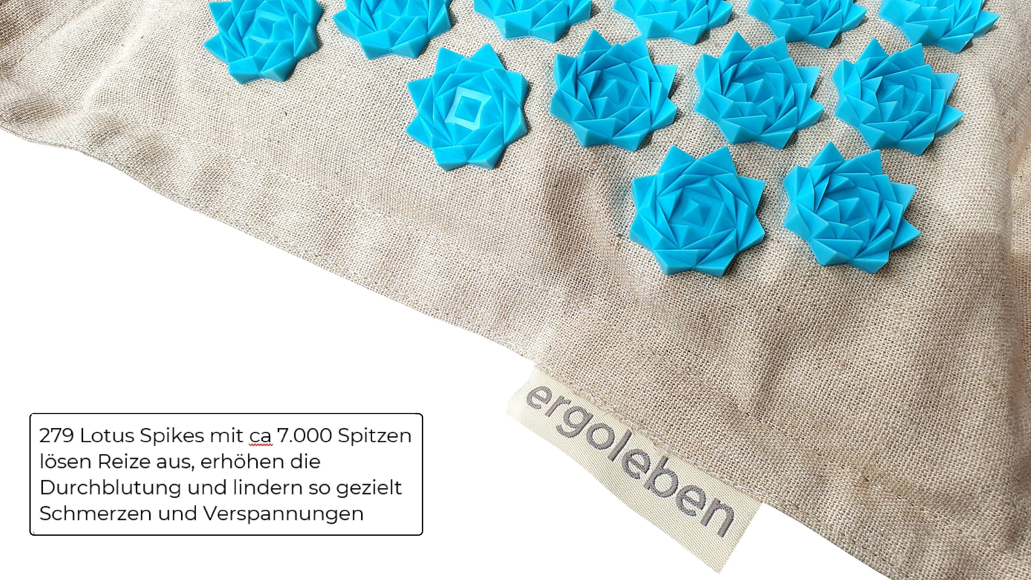 ERGOLEBEN Akupressur Matte und Kissen Premium Set |ökologische Materialen Kokosnussfaser Buchweizenschalen Leinen | Gegen Rückenschmerzen | Entspann