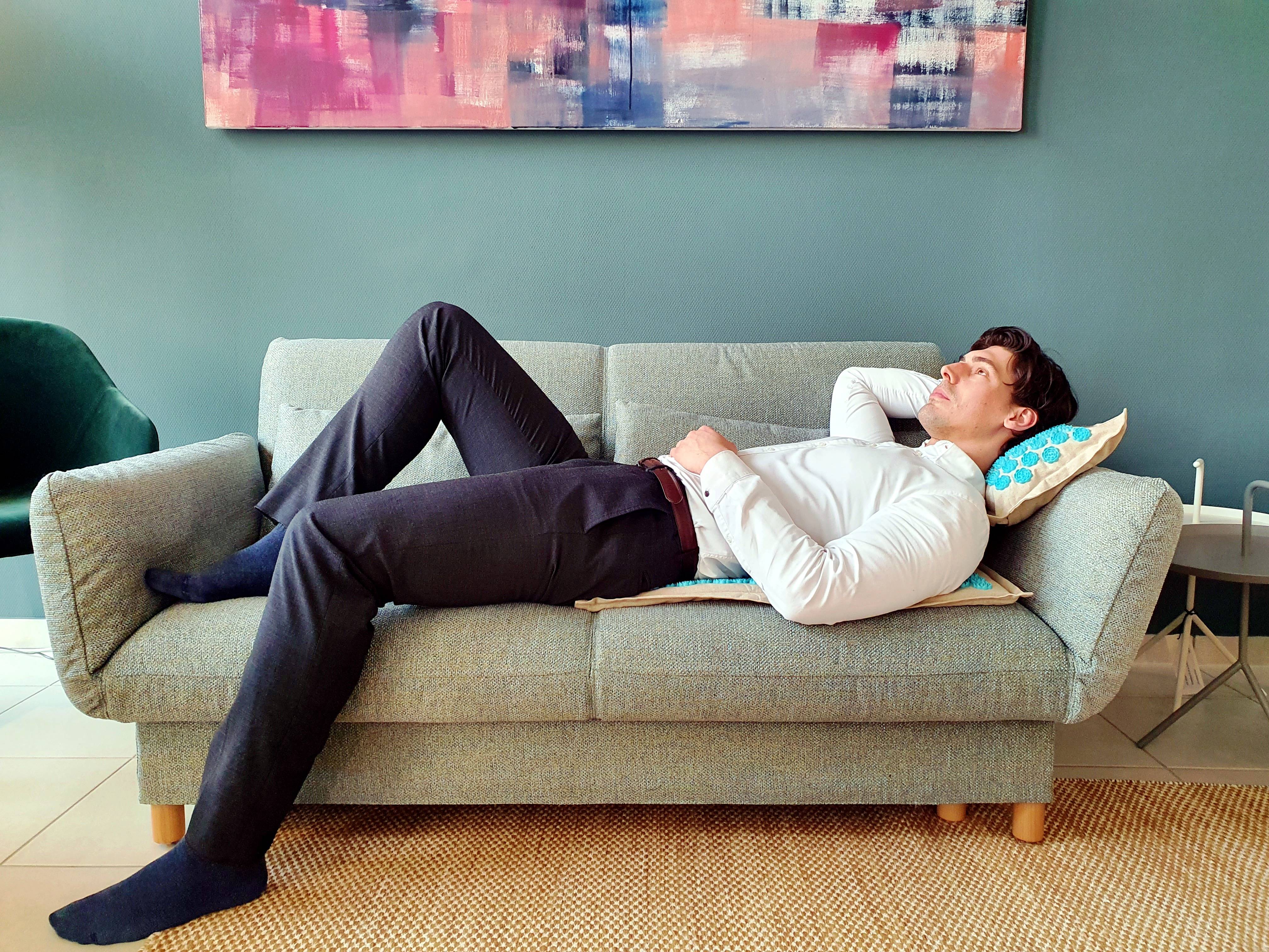 ERGOLEBEN Akupressur Matte und Kissen Premium Set |ökologische Materialen Kokosnussfaser Buchweizenschalen Leinen | Gegen Rückenschmerzen | Entspann