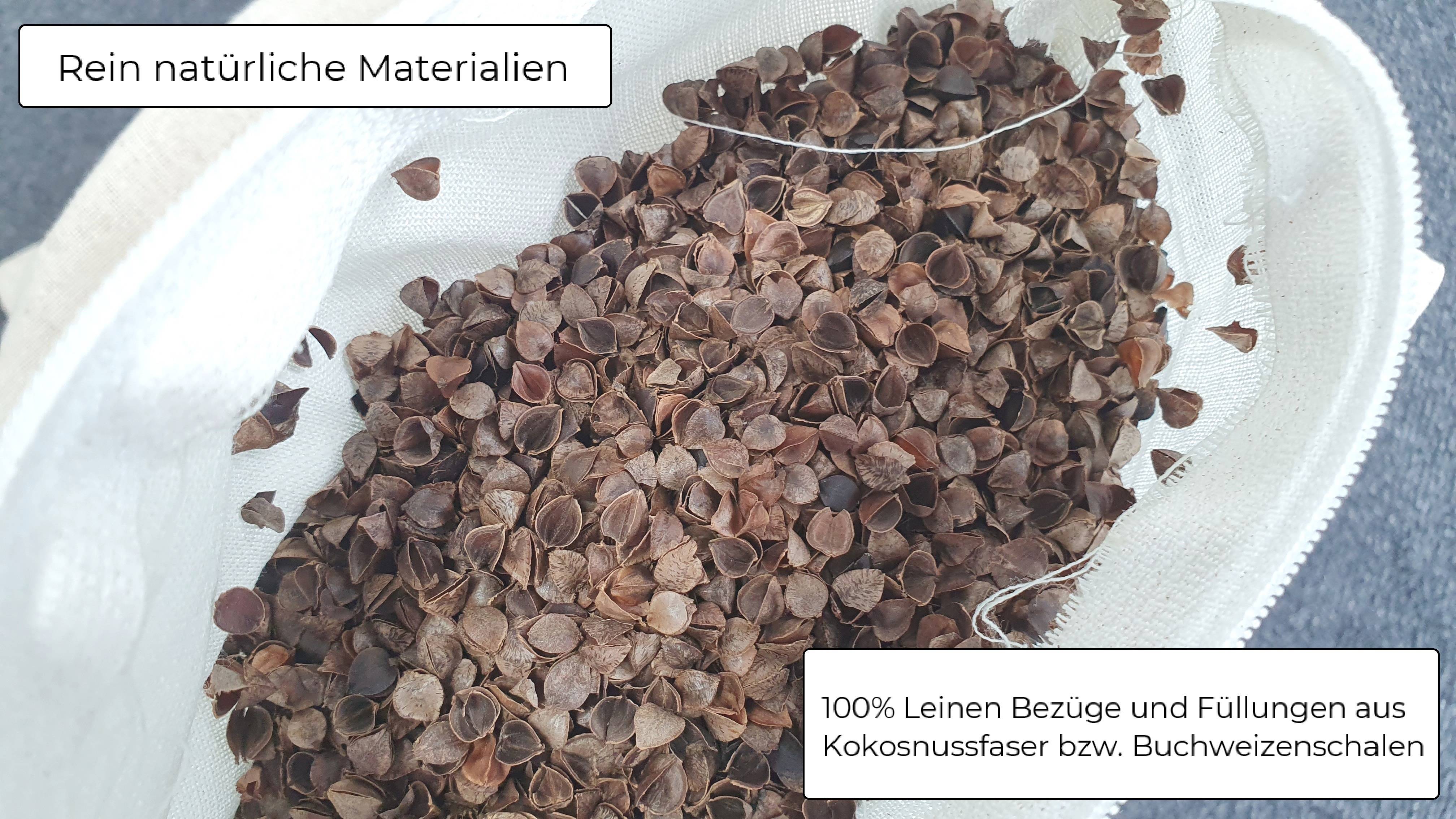 ERGOLEBEN Akupressur Matte und Kissen Premium Set |ökologische Materialen Kokosnussfaser Buchweizenschalen Leinen | Gegen Rückenschmerzen | Entspann